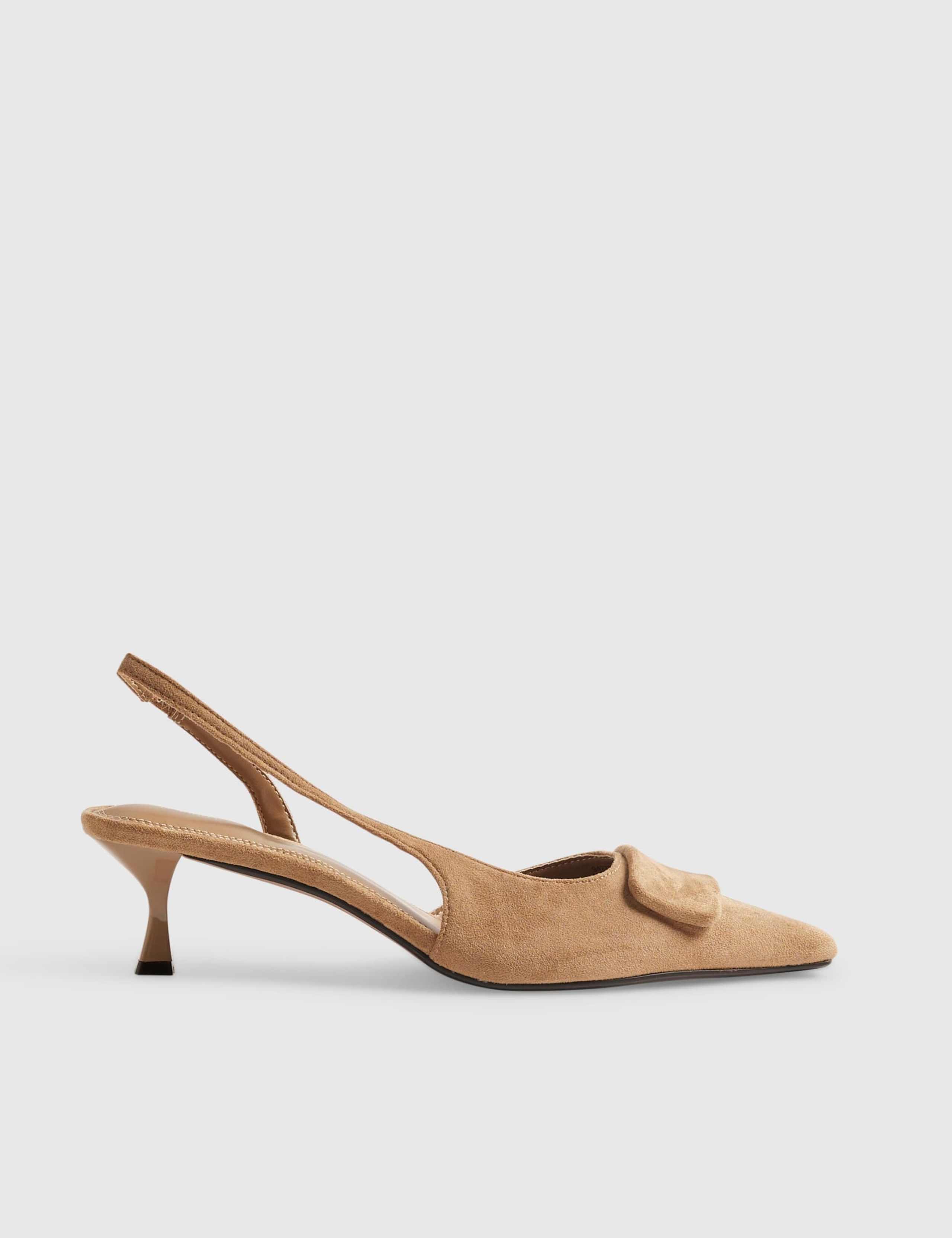 Suede Kitten Heel Slingback Court Shoes