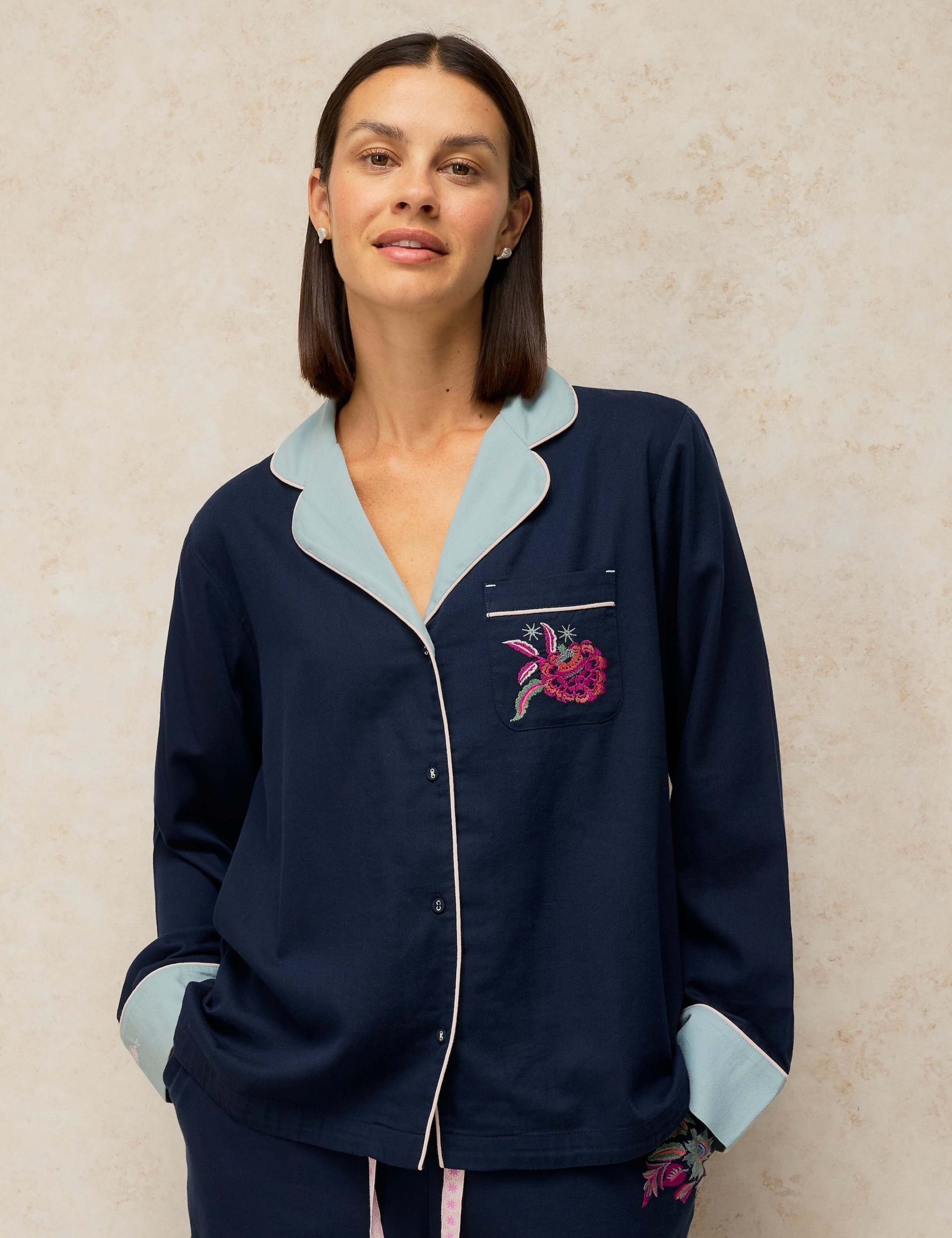 Cotton Rich Embroidered Pyjama Top