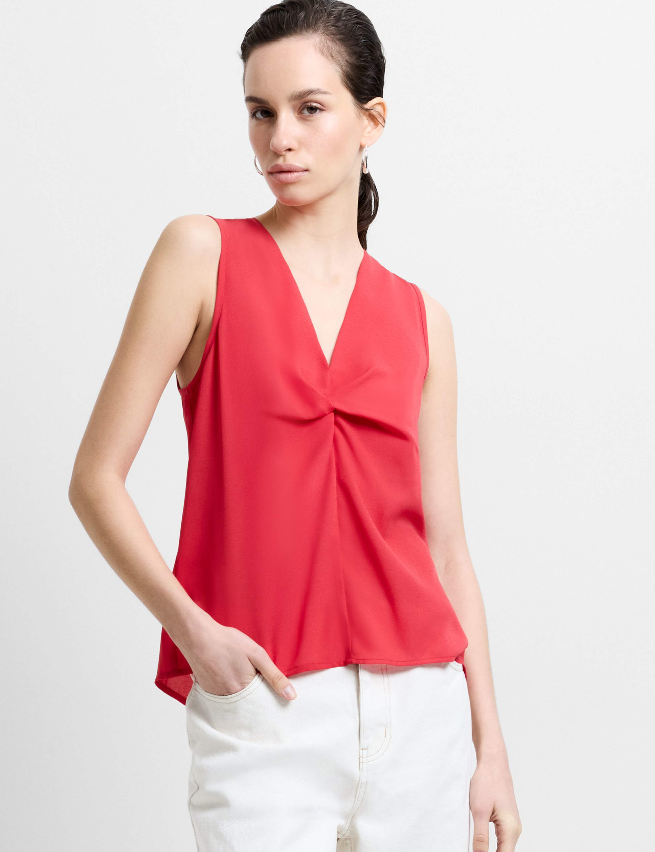 V-Neck Twist Front Top