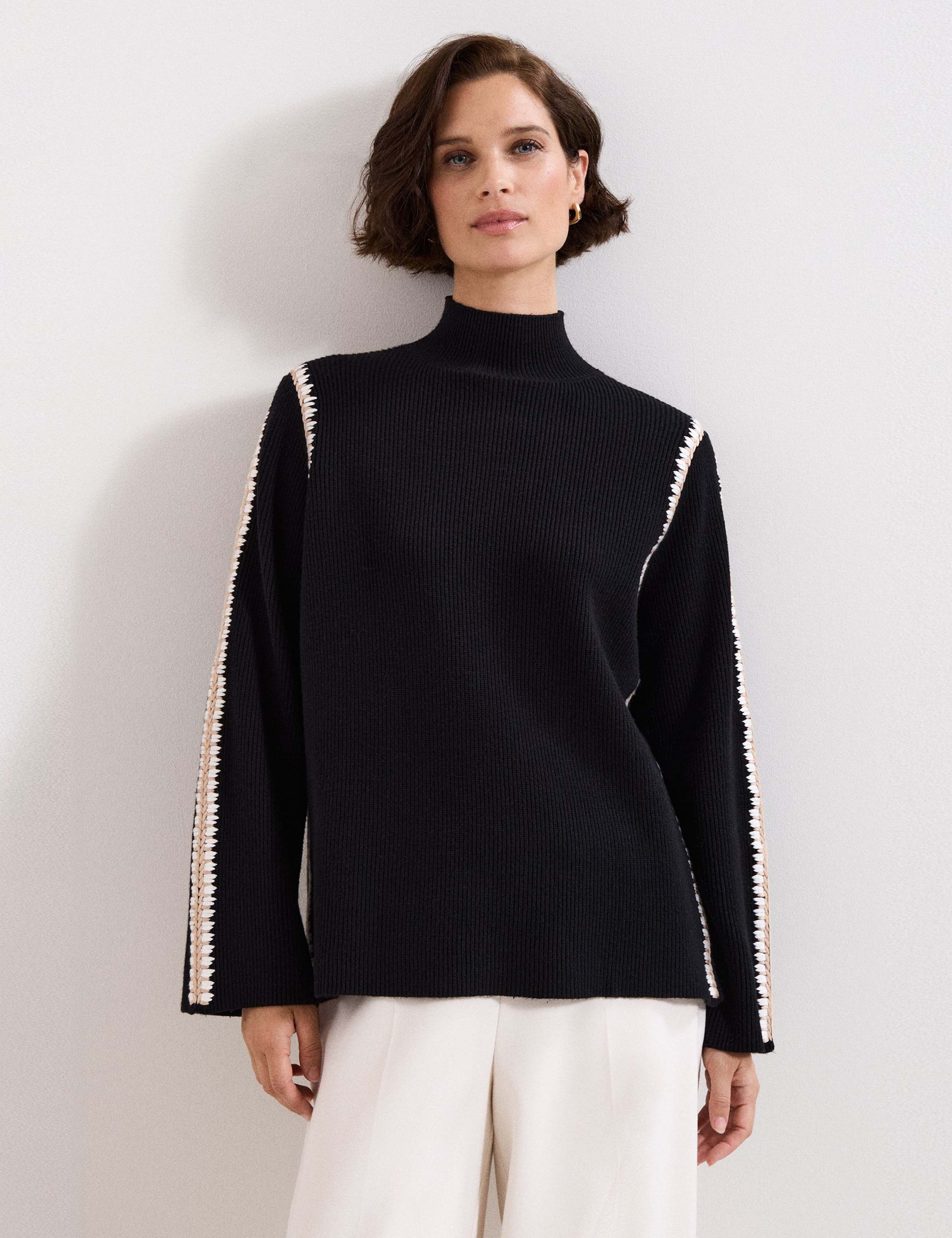 Funnel Neck Stitch Detail Jumper