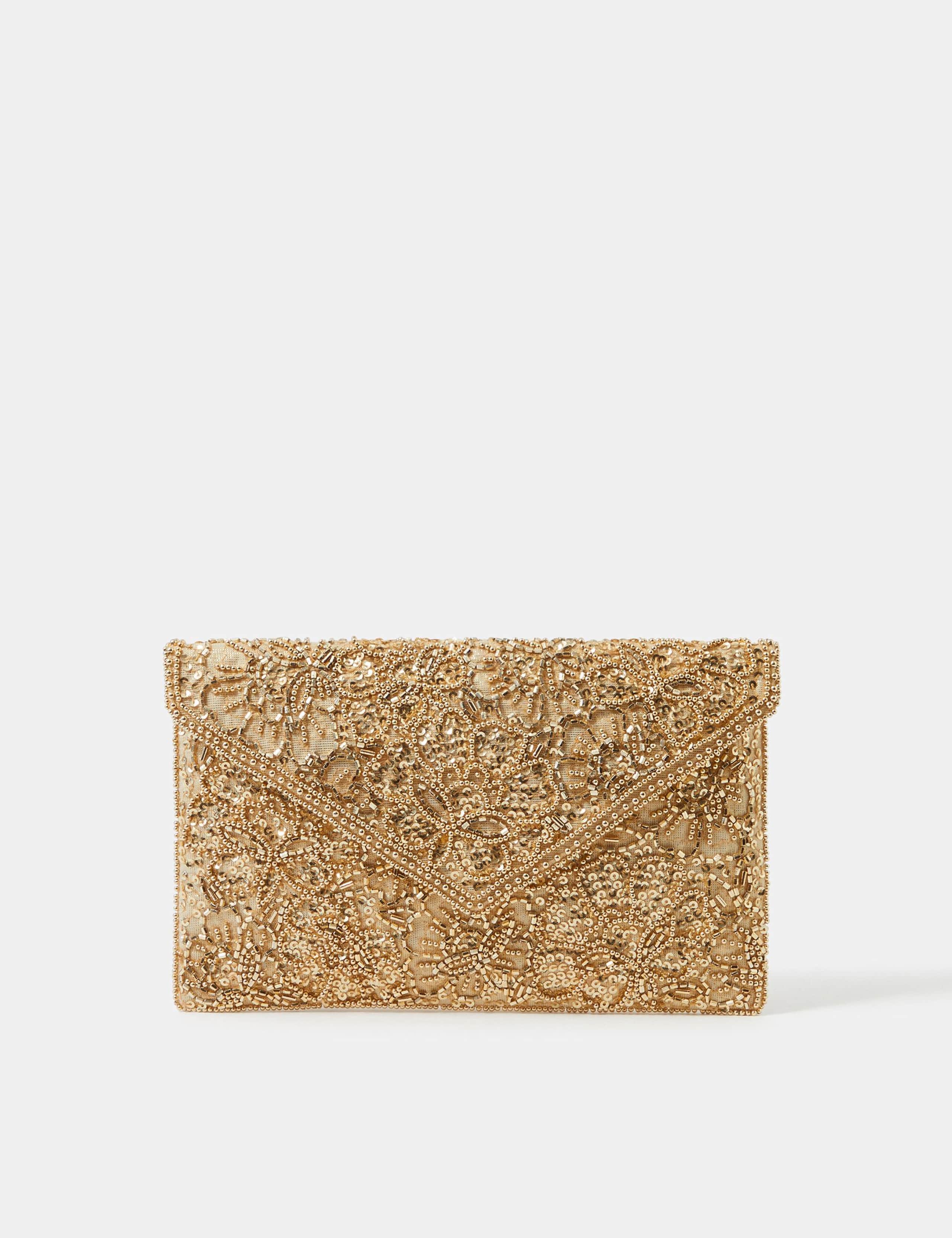 Cotton Rich Embellished Chain Strap Clutch Bag