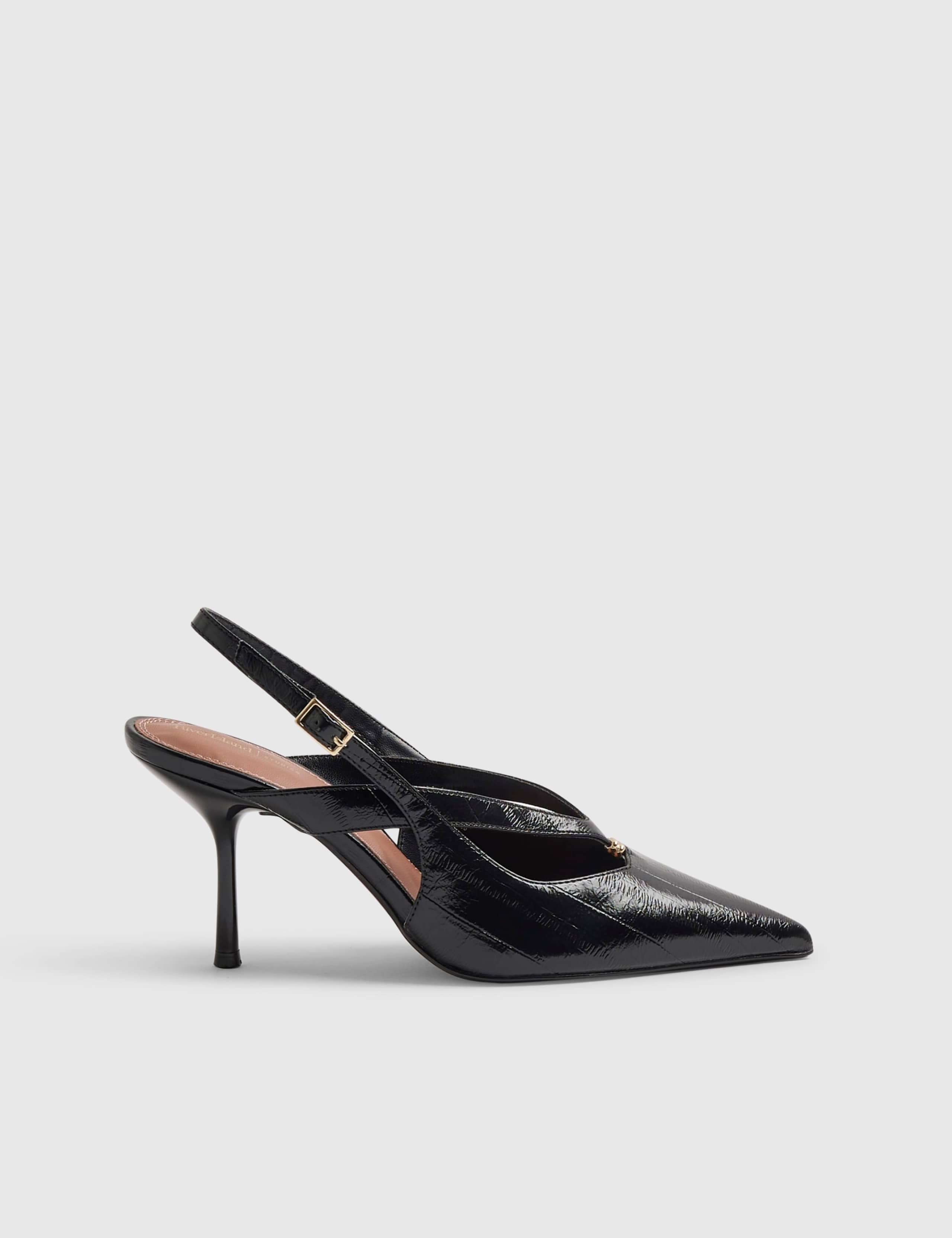 Faux Leather Buckle Slingback Court Shoes