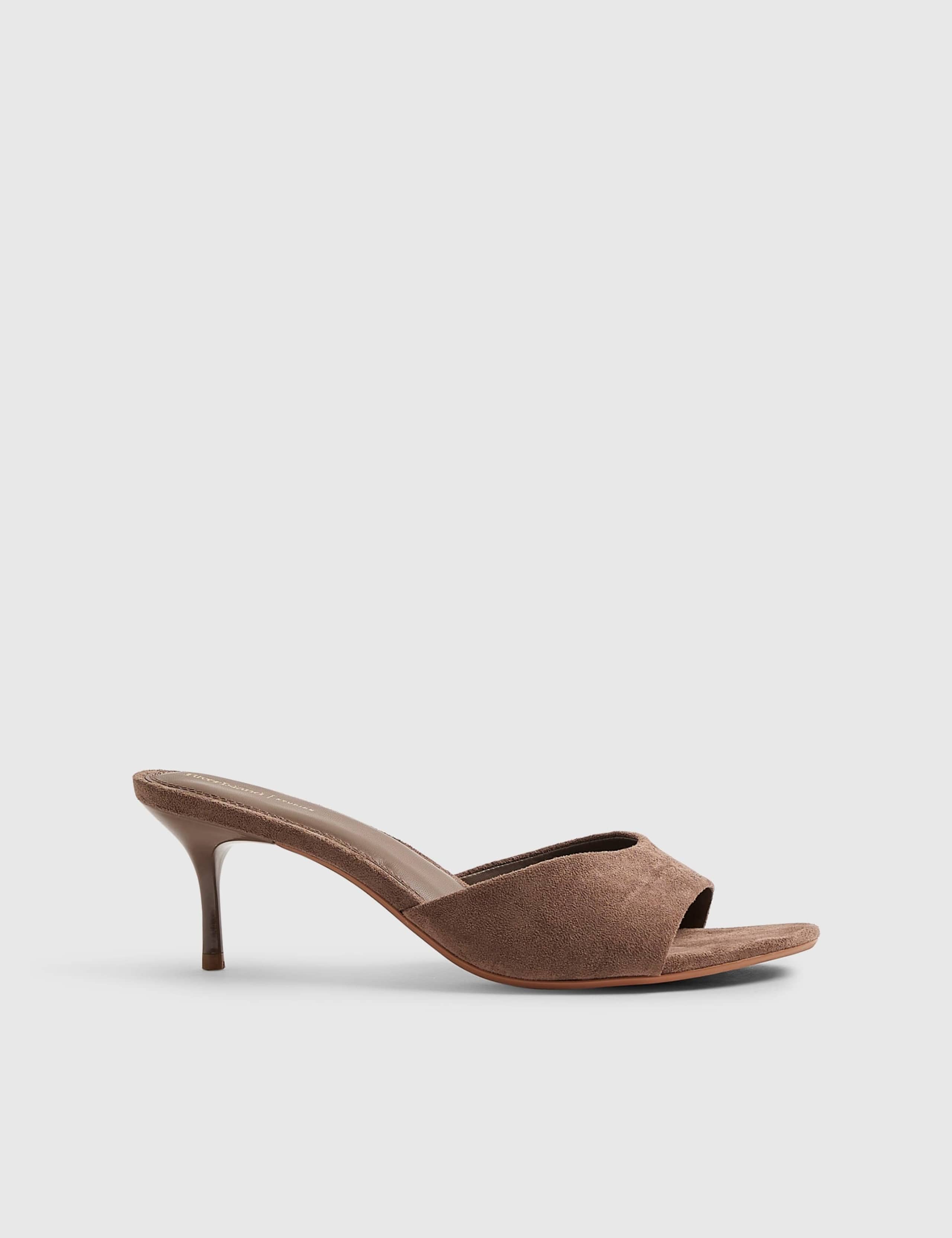Suede Stiletto Heeled Mule Sandals