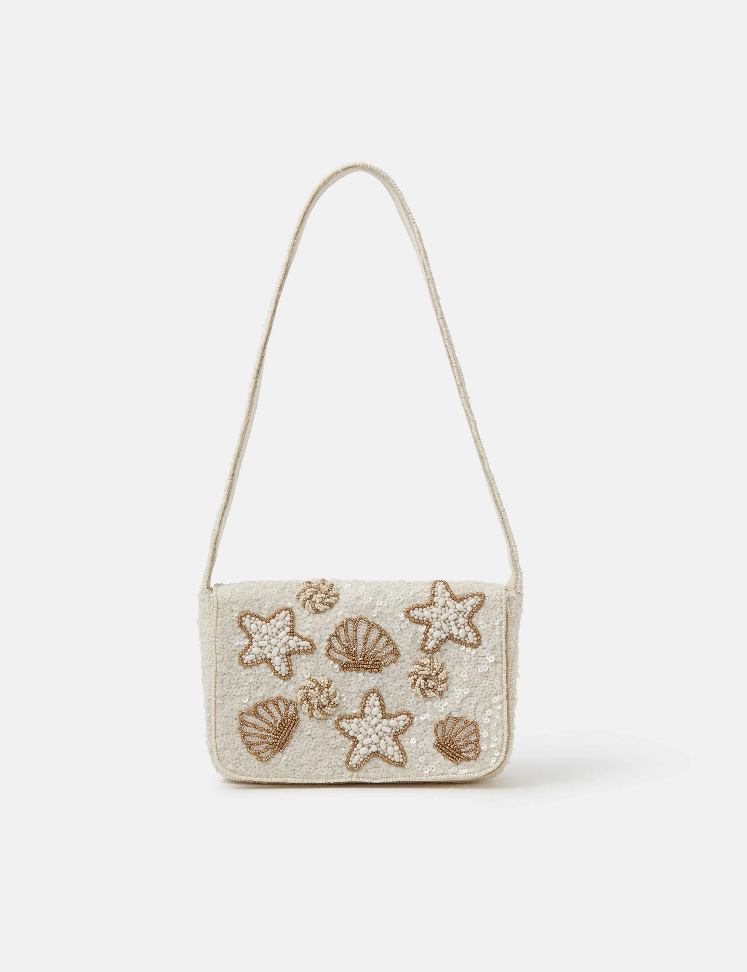 Cotton Rich Embellished Shell Shoulder Bag