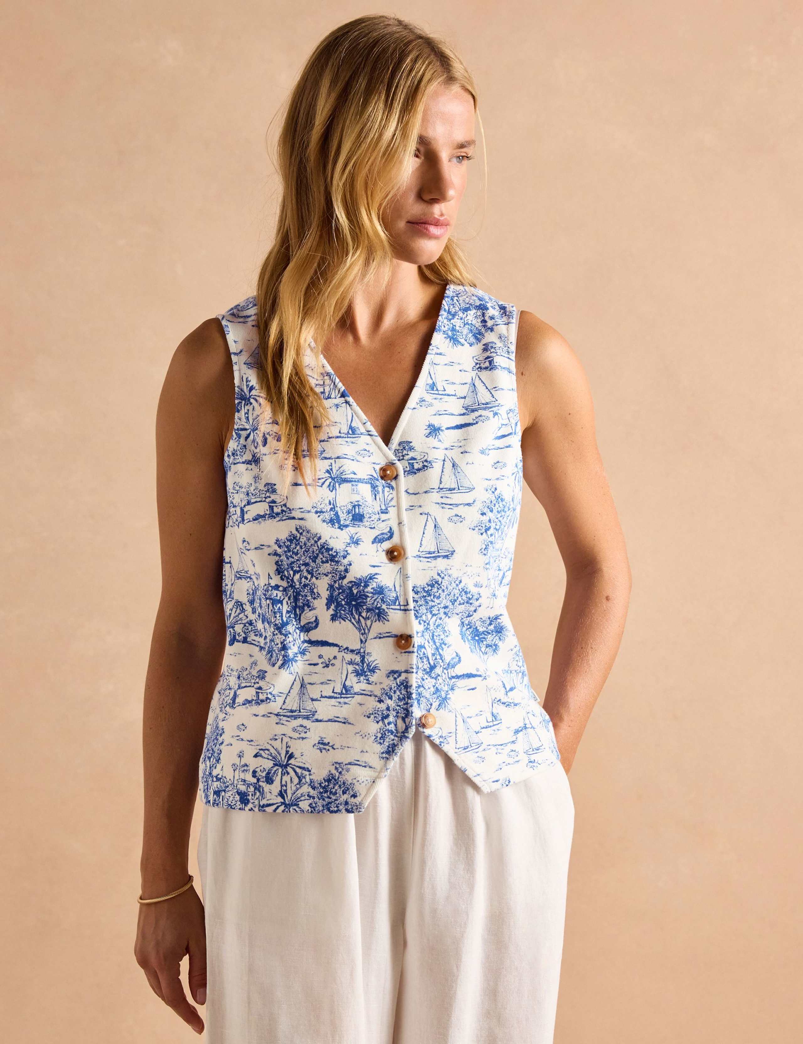 Pure Cotton Printed Vest Top