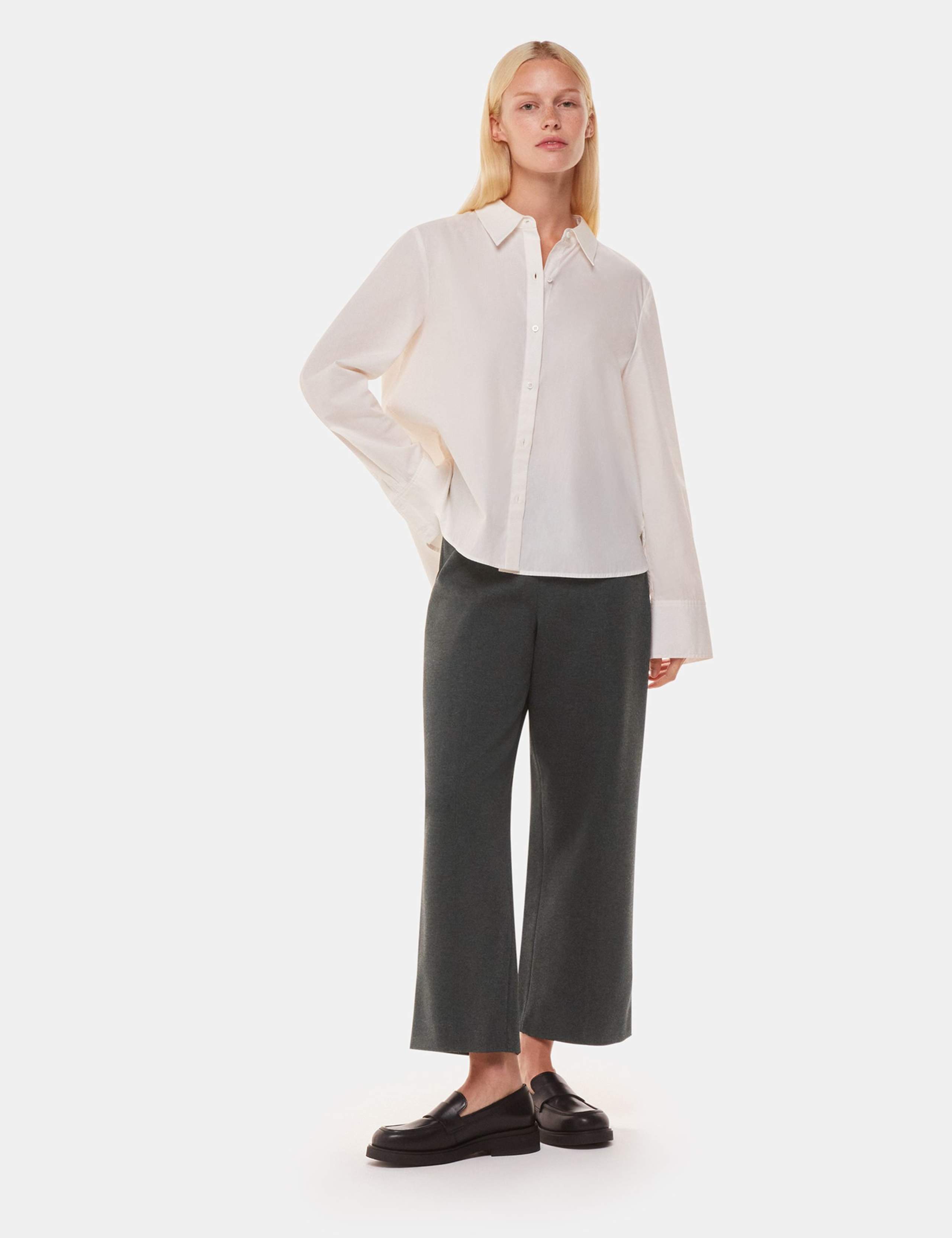 Side Zip Wide Leg Cropped Trousers