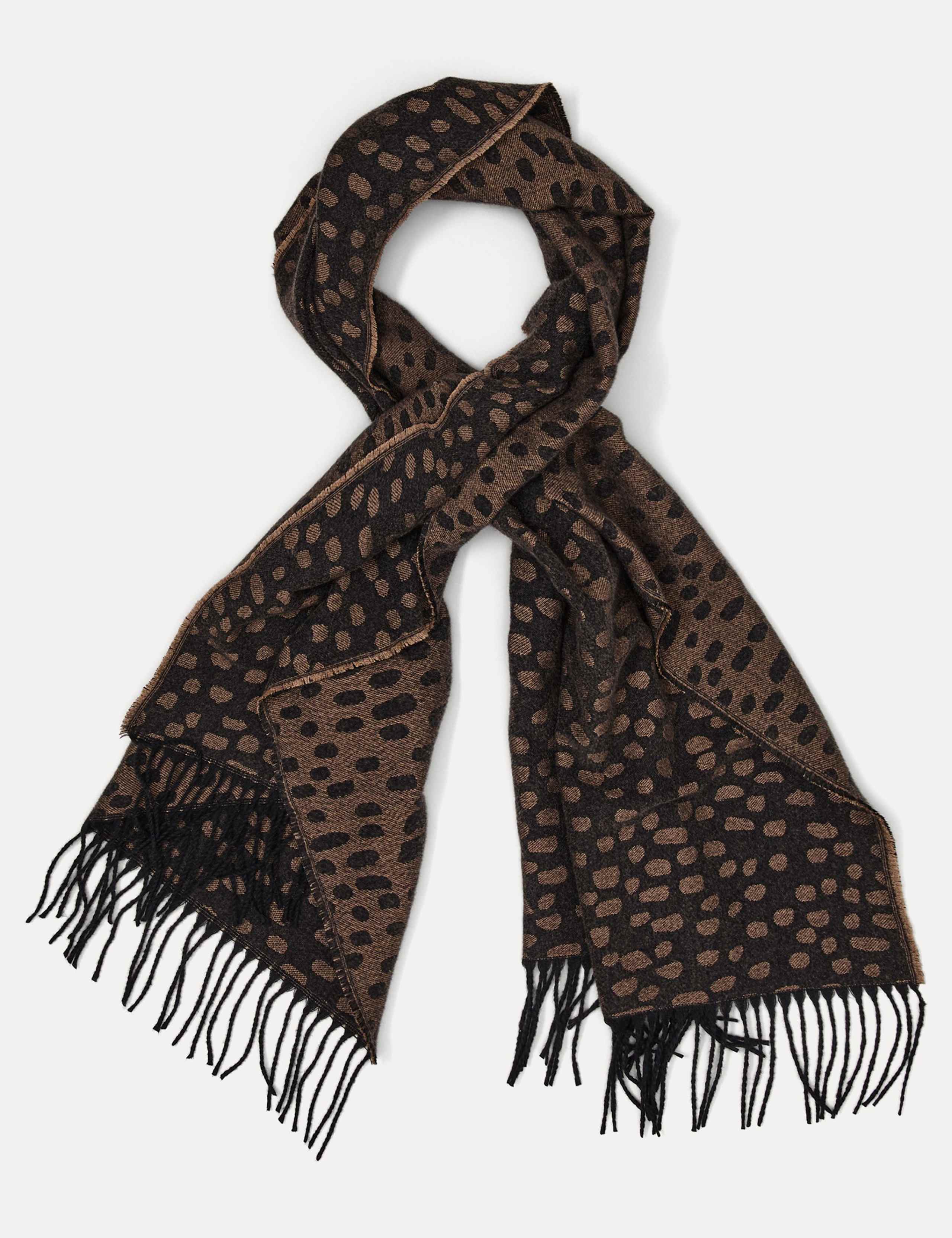 Textured Irregular Spot Fringed Tassel Scarf