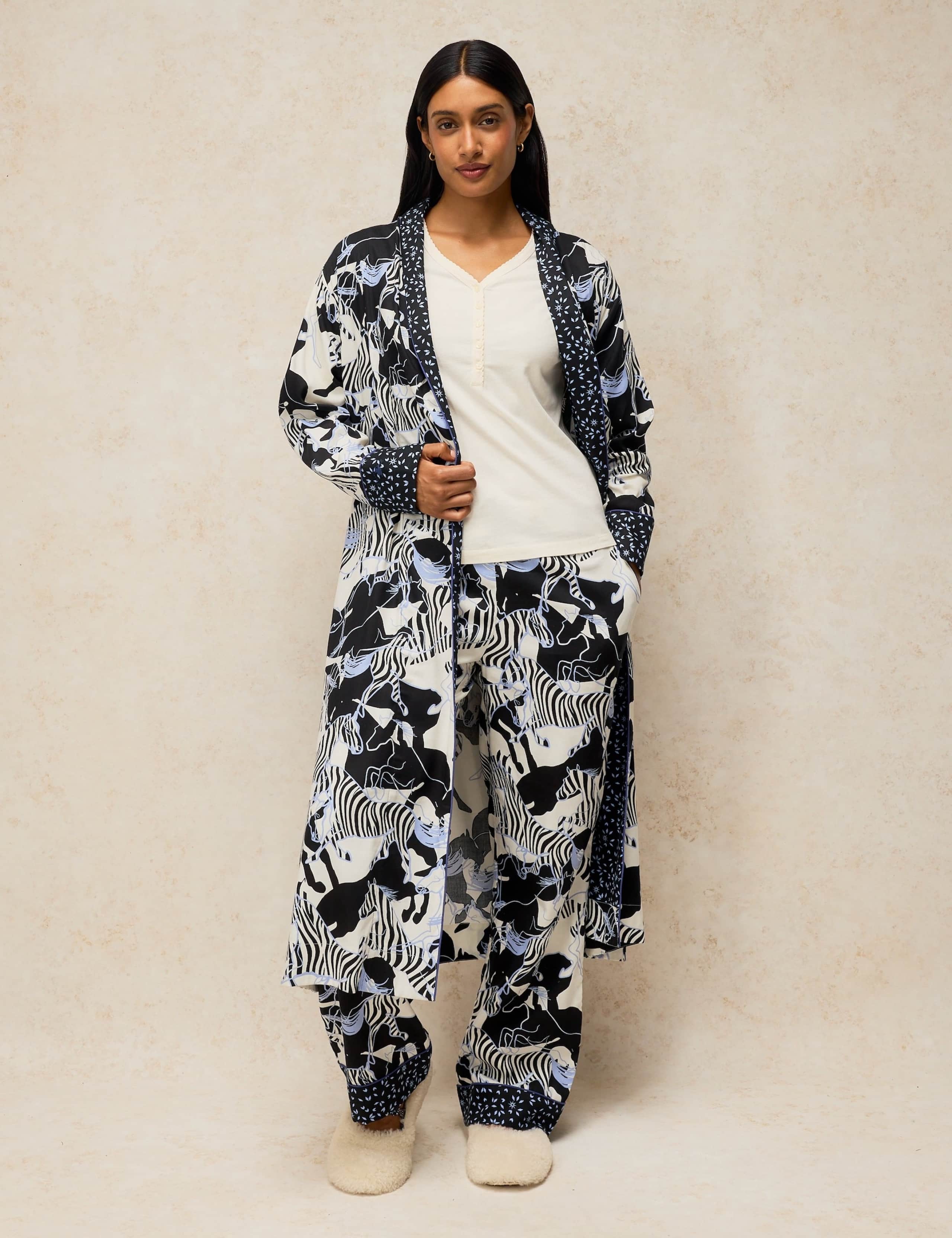 Cotton Rich Printed Dressing Gown