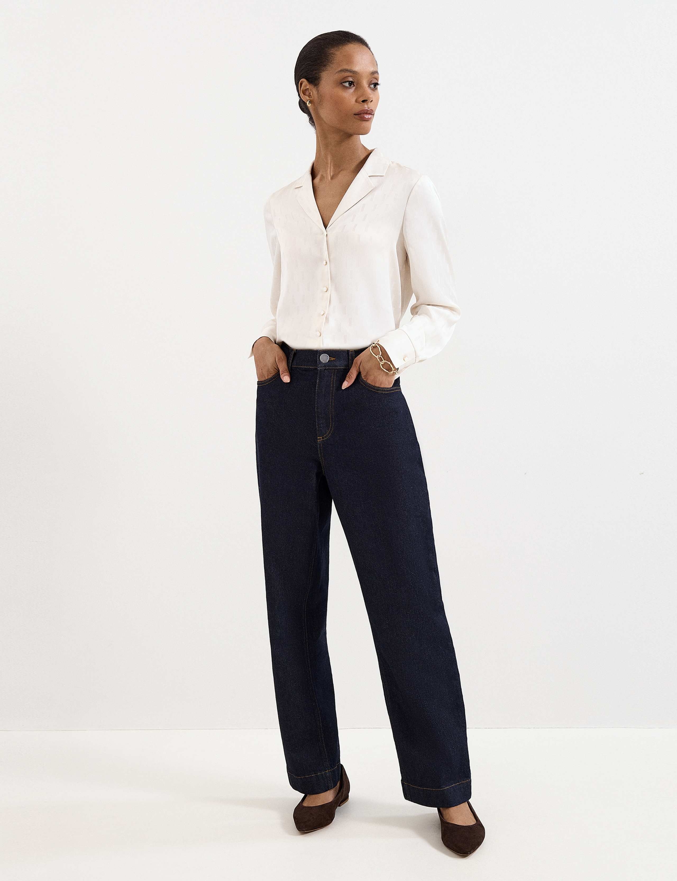 Mid Rise Straight Leg Jeans