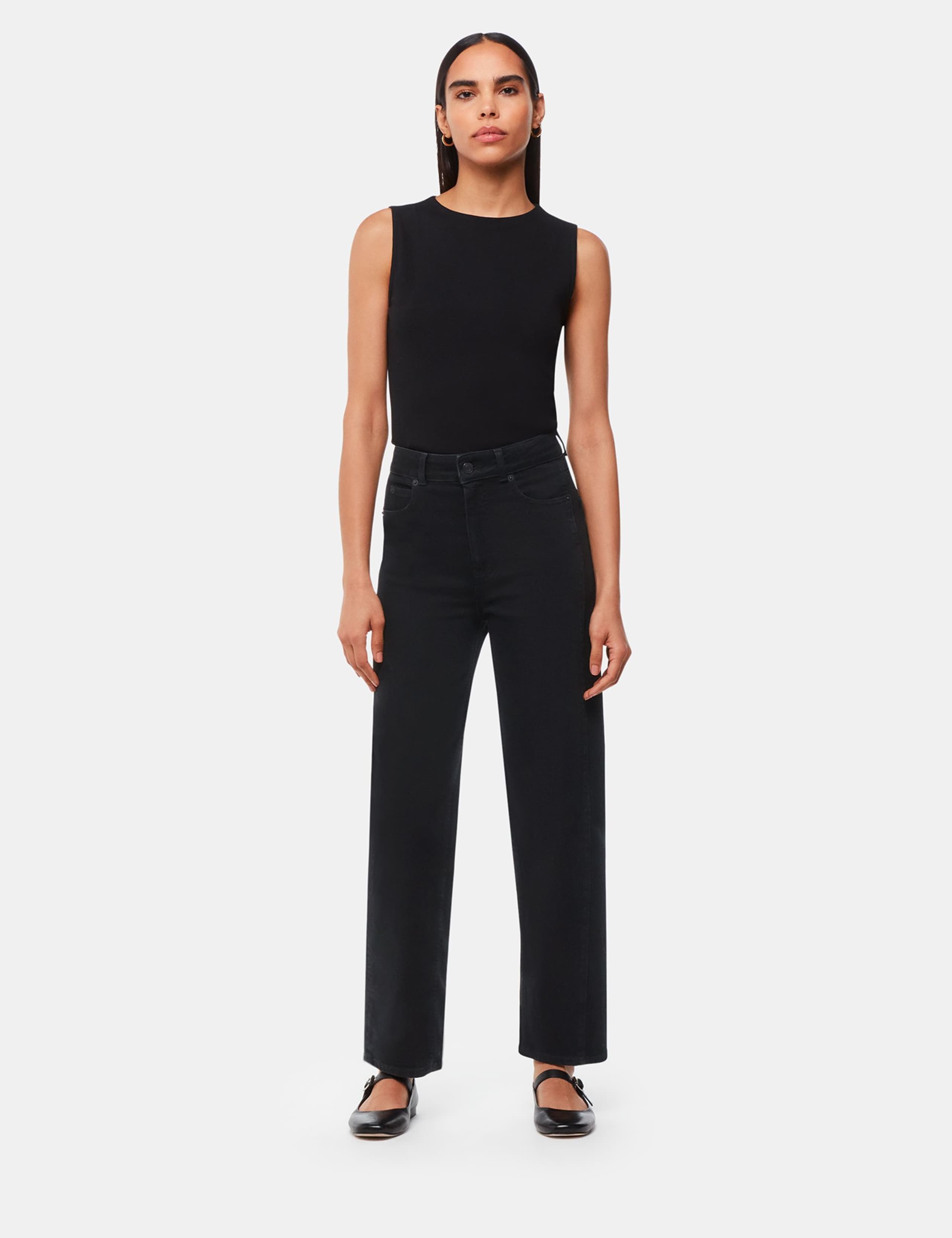 High Waisted Barrel Ankle Grazer Jeans