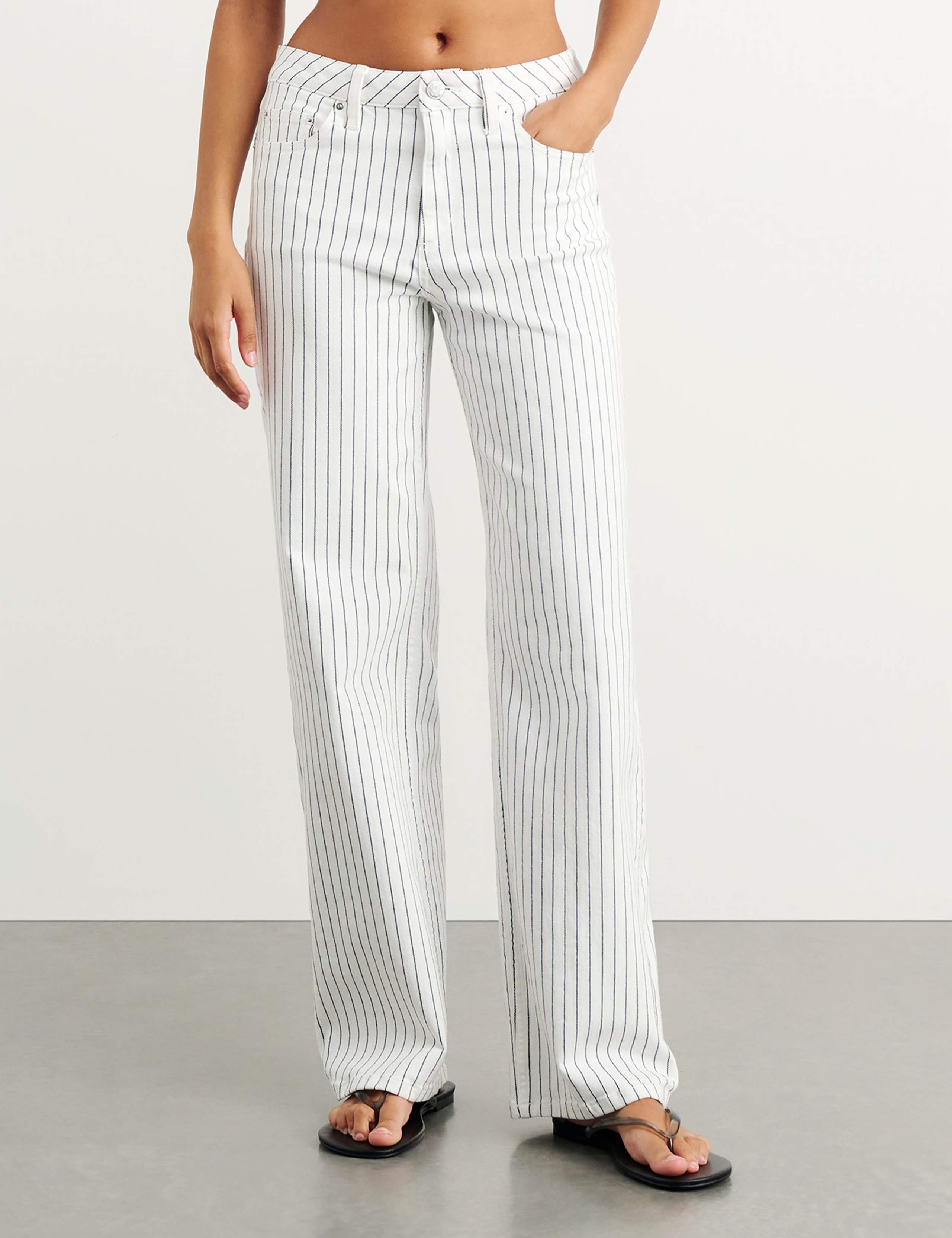 Striped Straight Leg Jeans