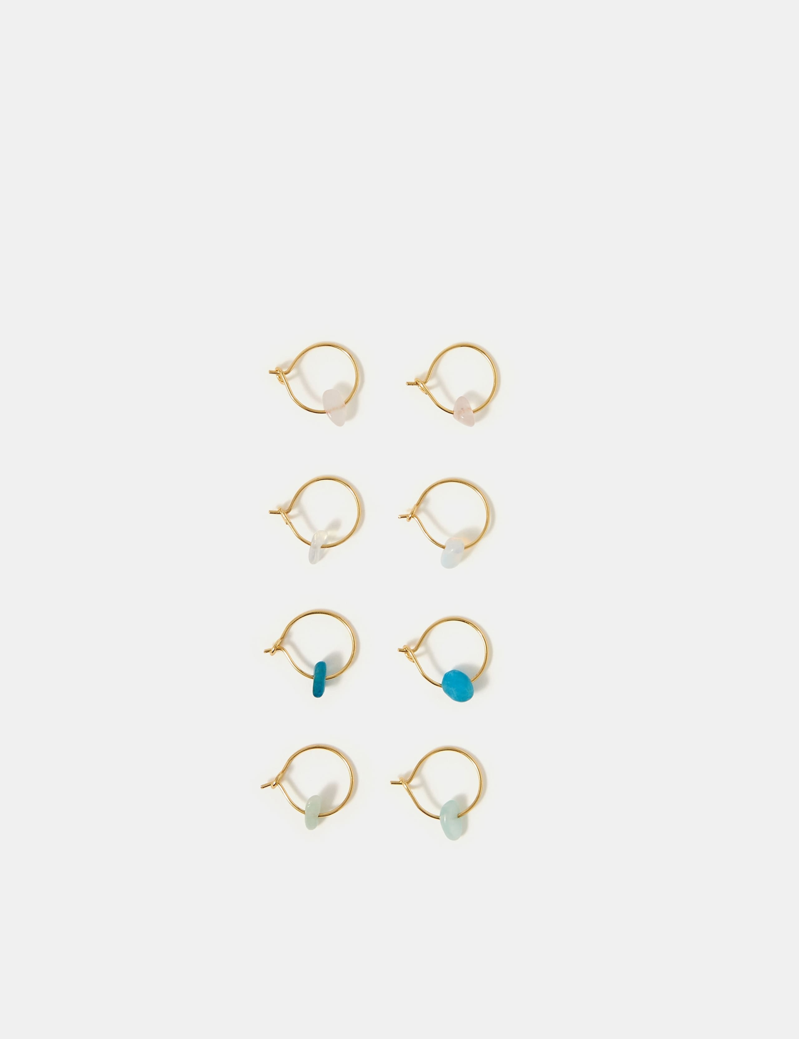 4 Pack 14 Carat Gold Plated Hoop Earrings Set