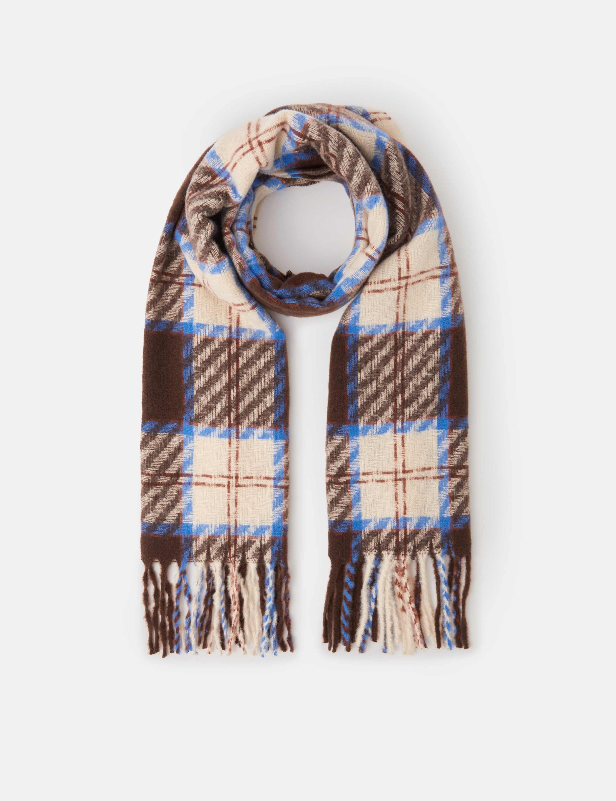 Woven Checked Fringed Blanket Scarf