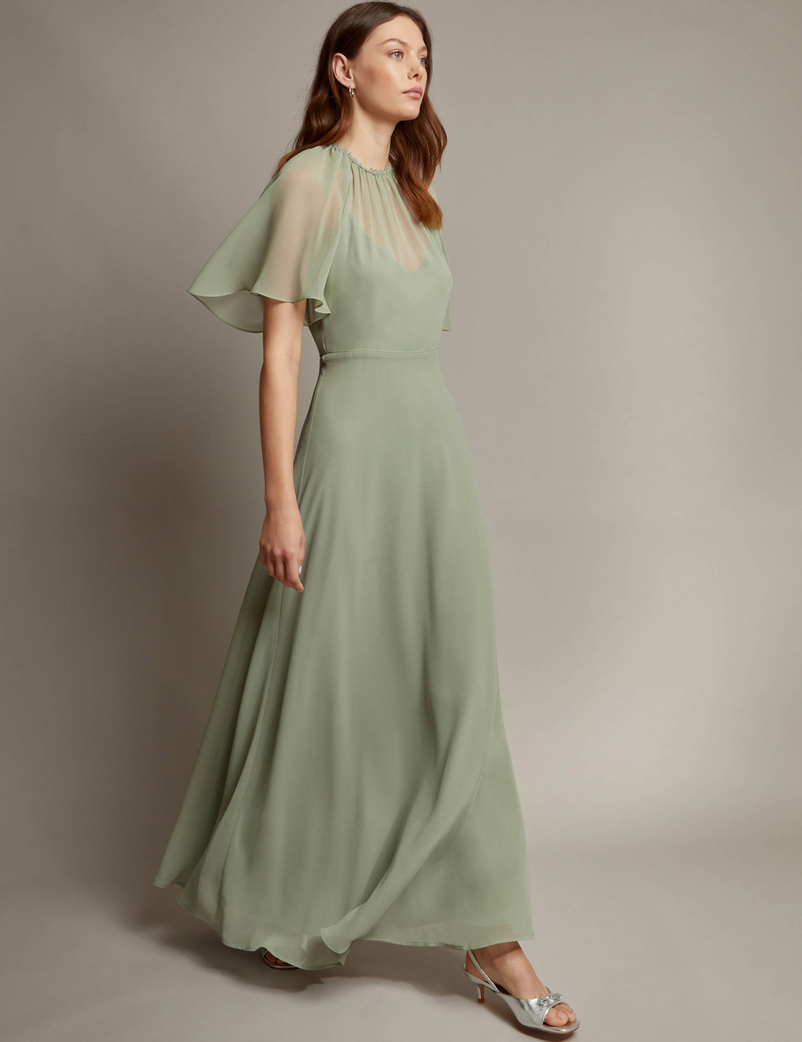 Round Neck Angel Sleeve Maxi Tea Dress