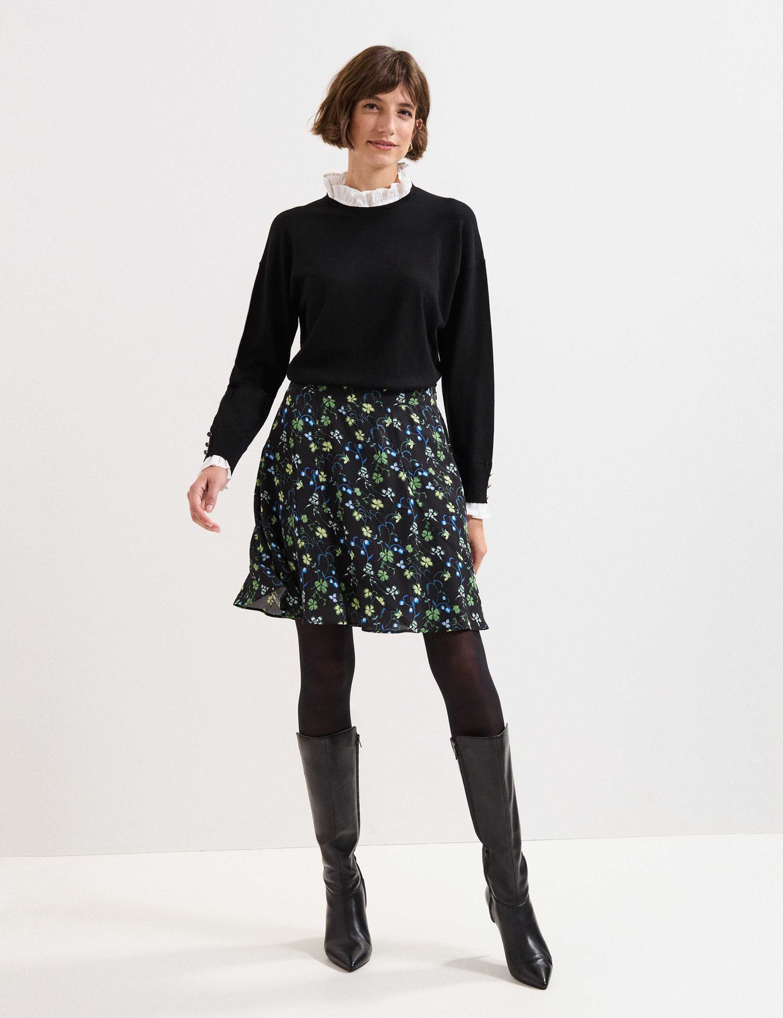 Floral Mini A-Line Skirt