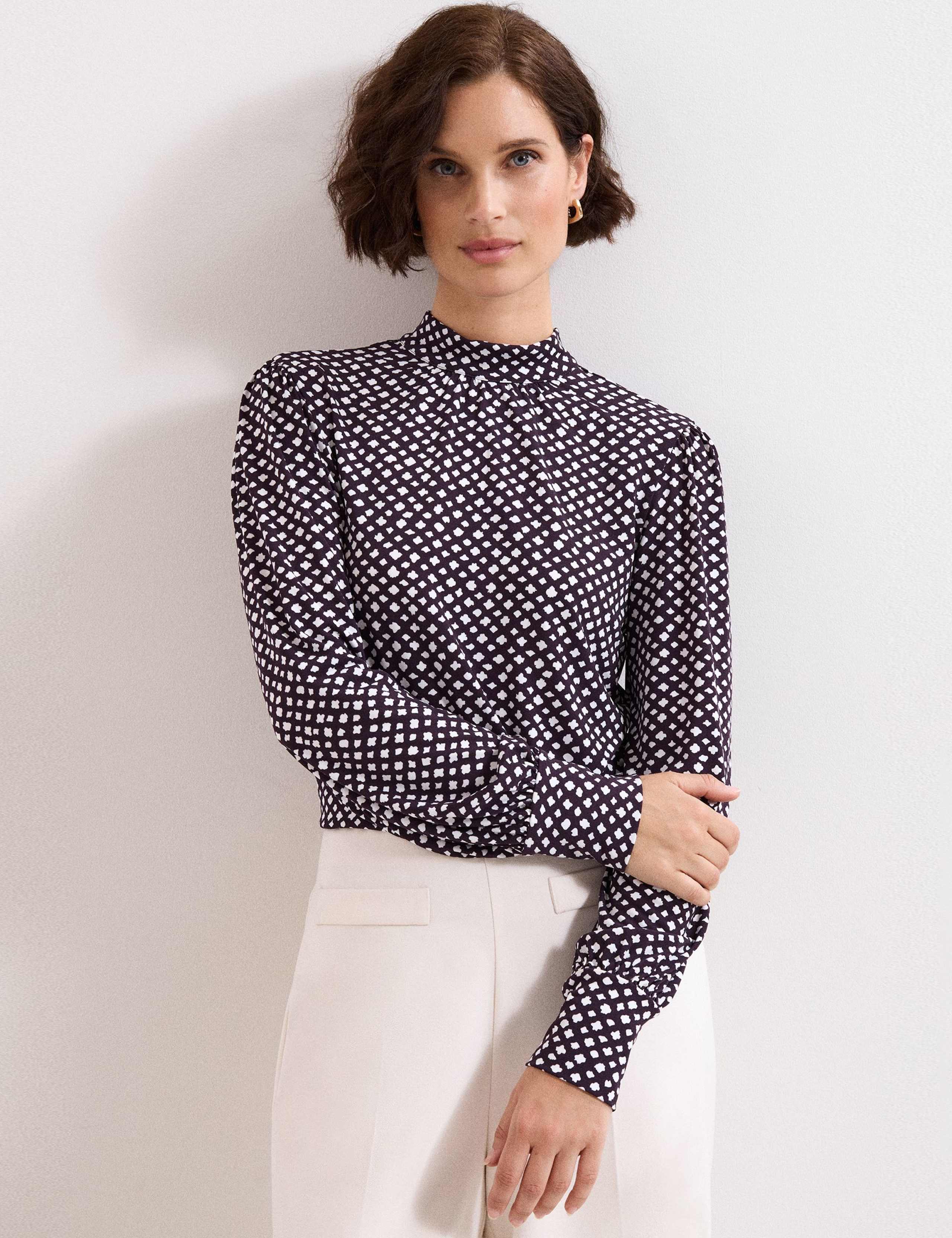 Printed High Neck Blouse