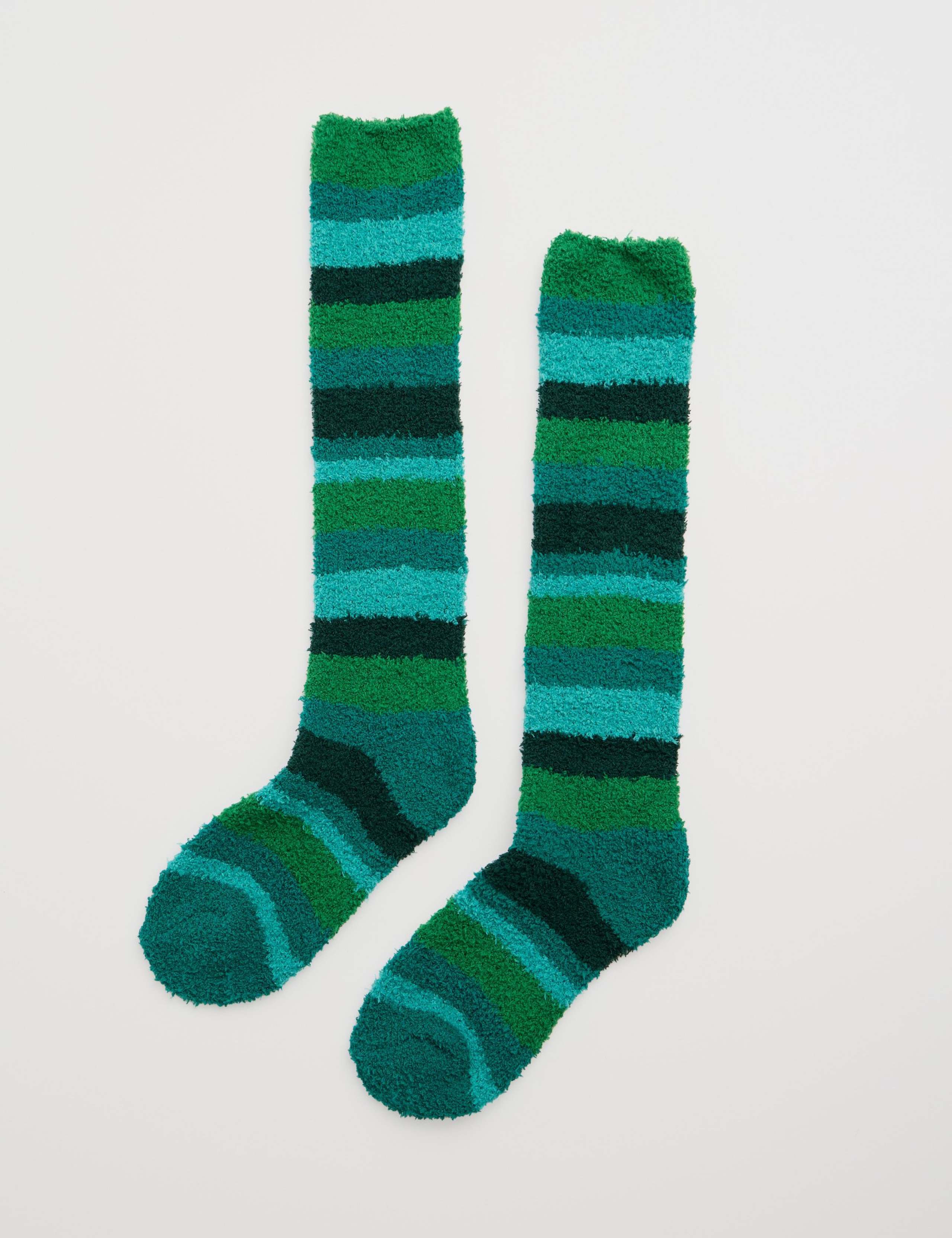 Striped Knee High Fluffy Socks