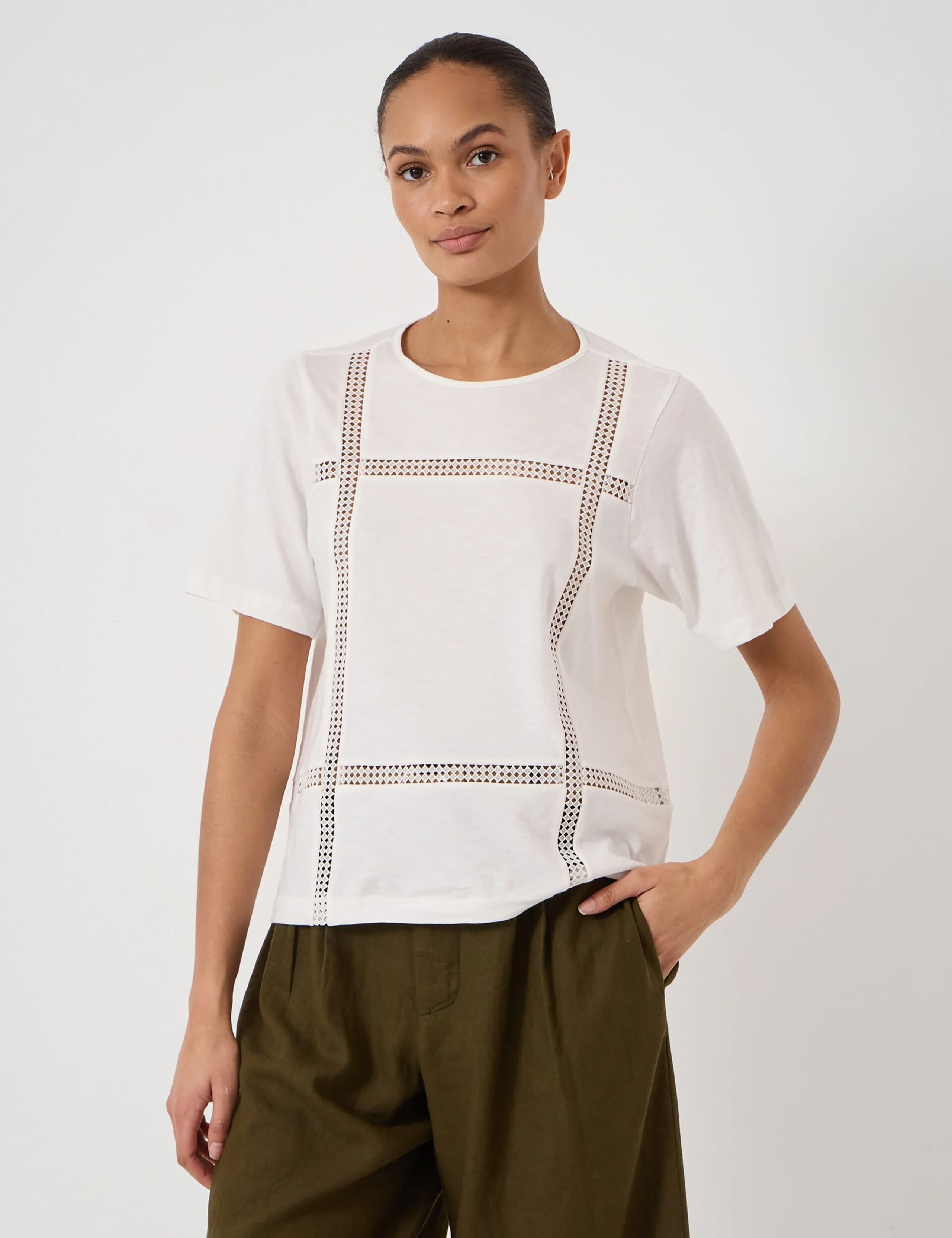 Pure Cotton Lace Detail T-Shirt
