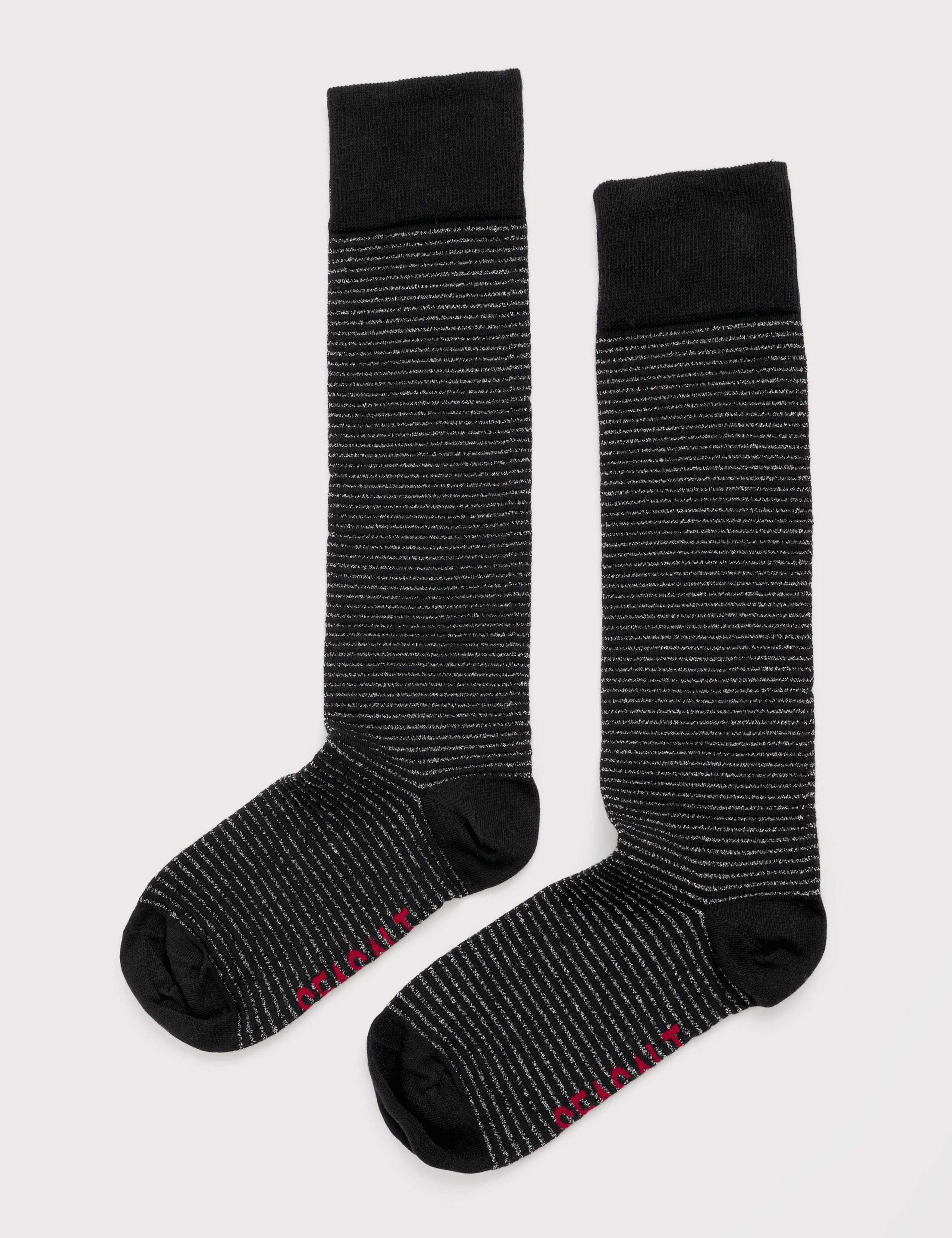 Cotton Rich Sparkle Striped Knee High Socks