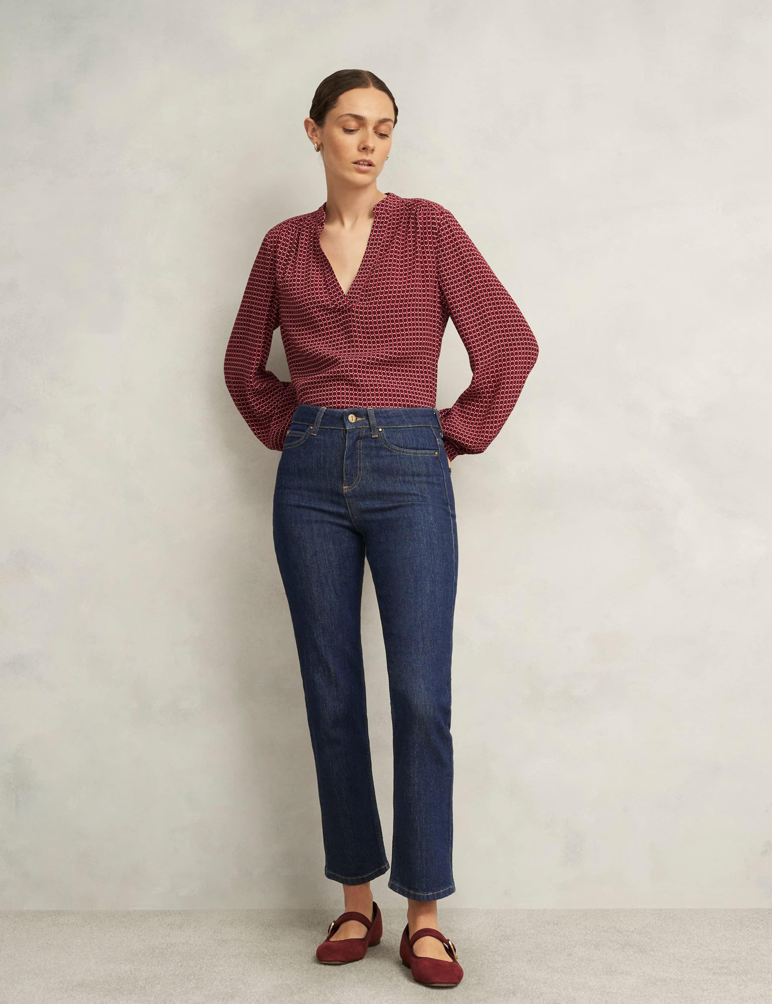 High Waisted Straight Leg Ankle Grazer Jeans
