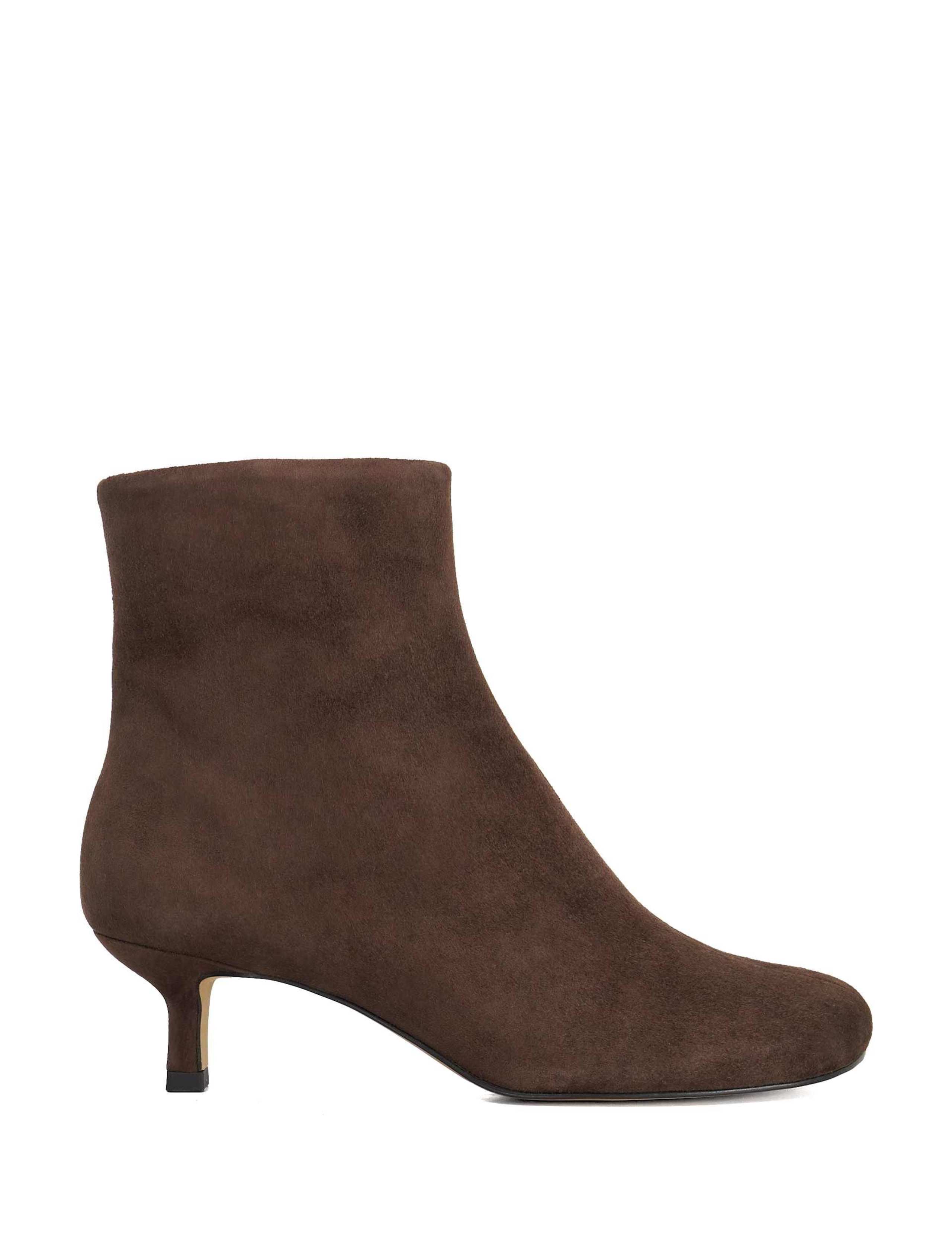 Suede Kitten Heel Round Toe Ankle Boots