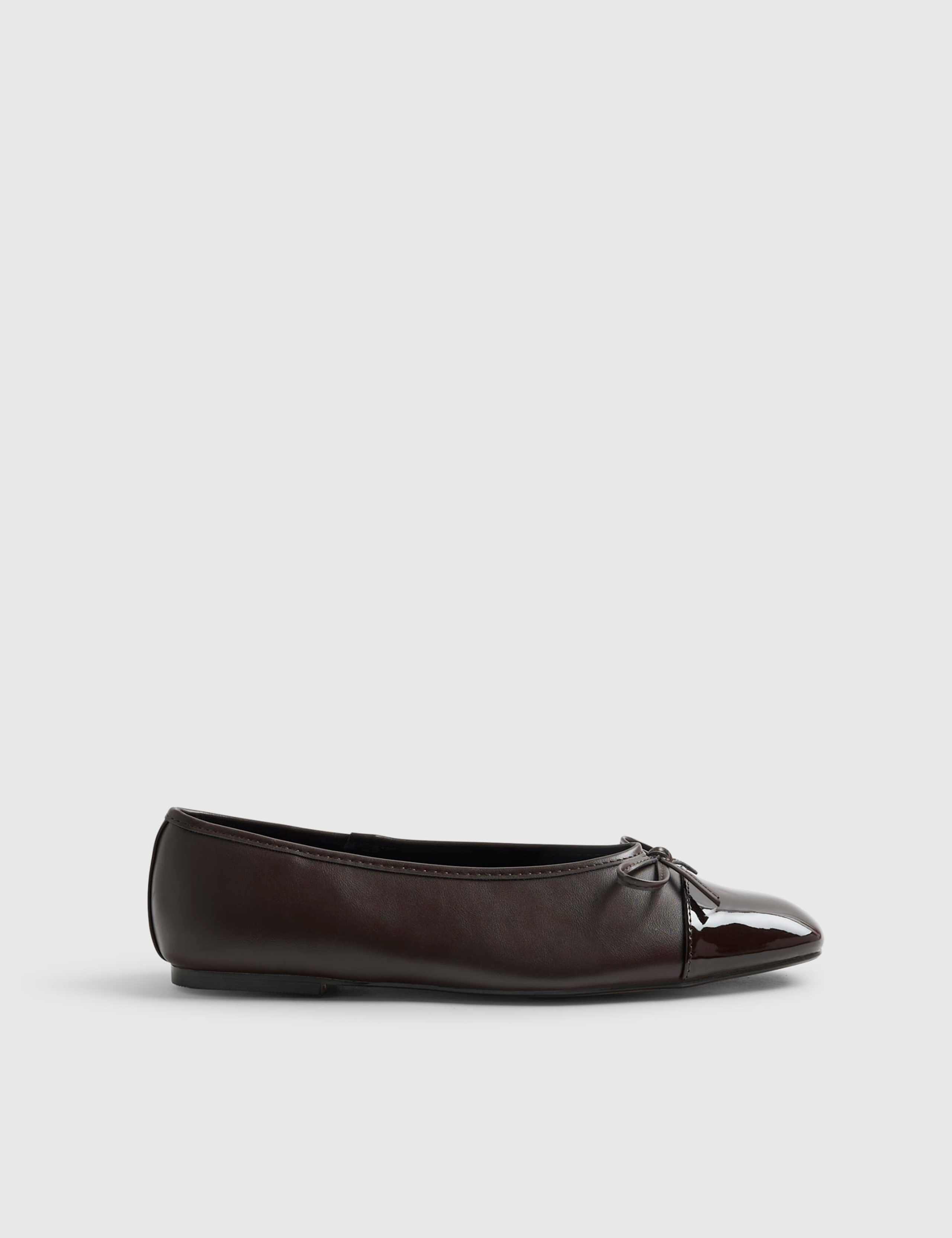 Toe Cap Bow Slip On Ballet Pumps