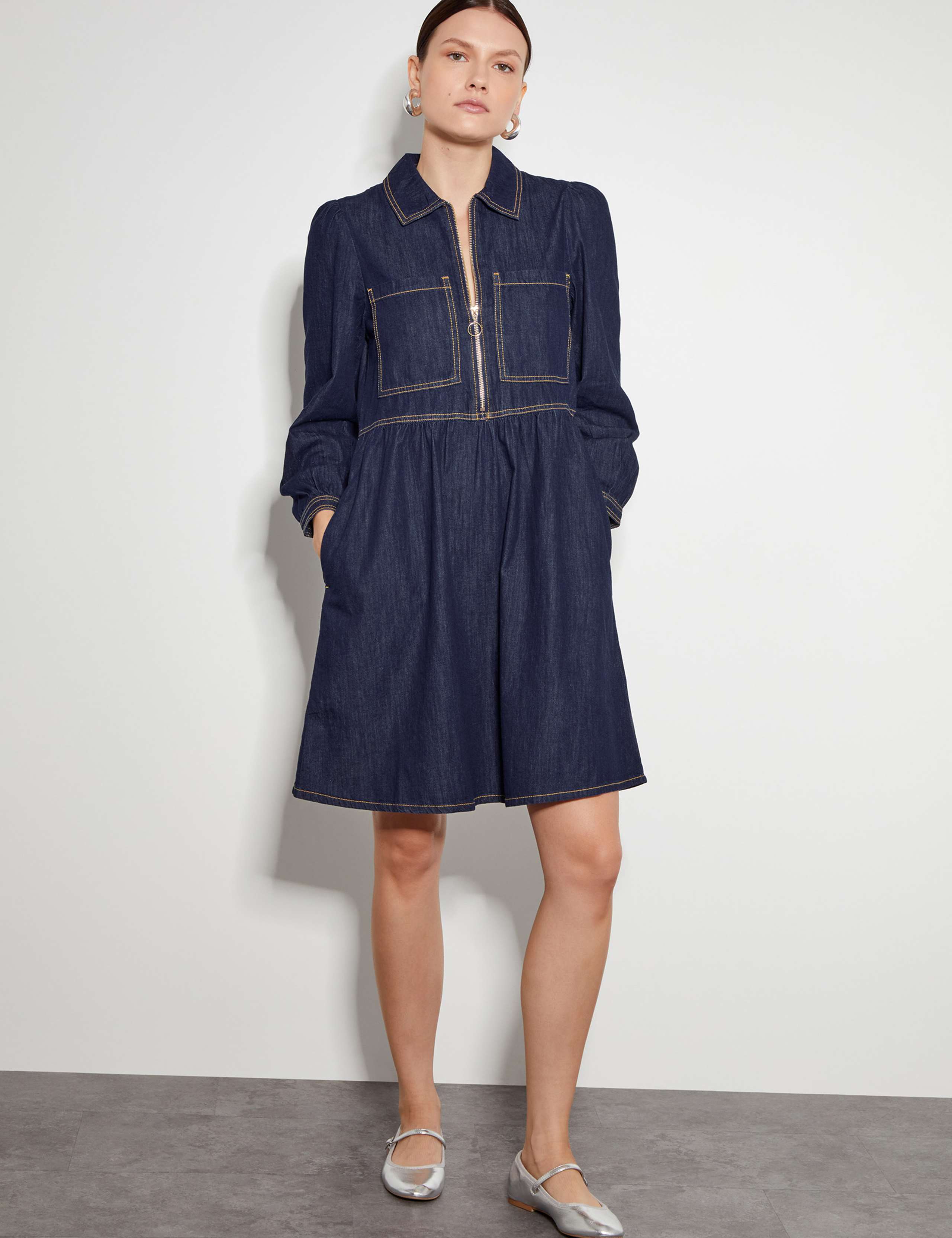 Denim Mini Shirt Dress