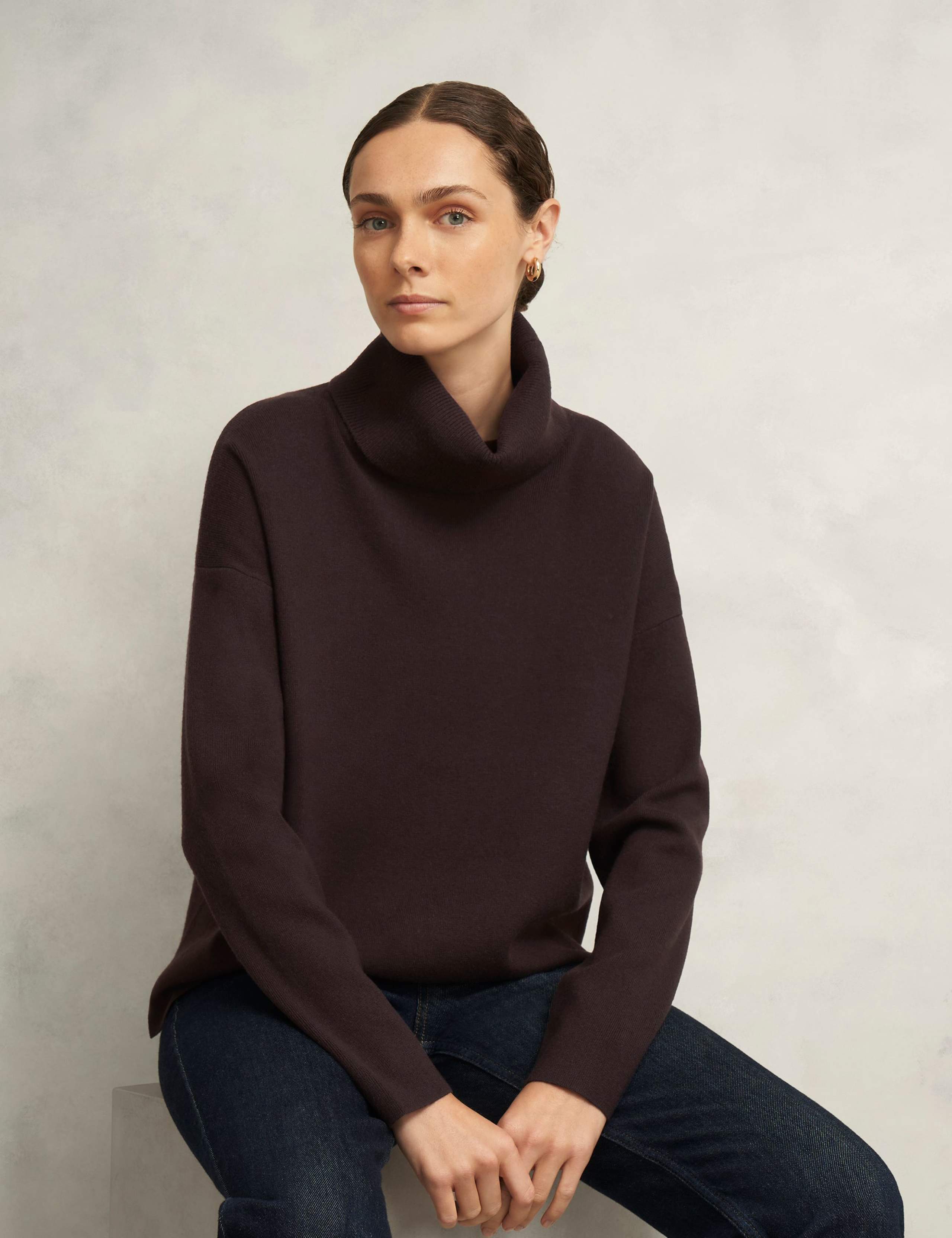 Roll Neck Jumper With Wool