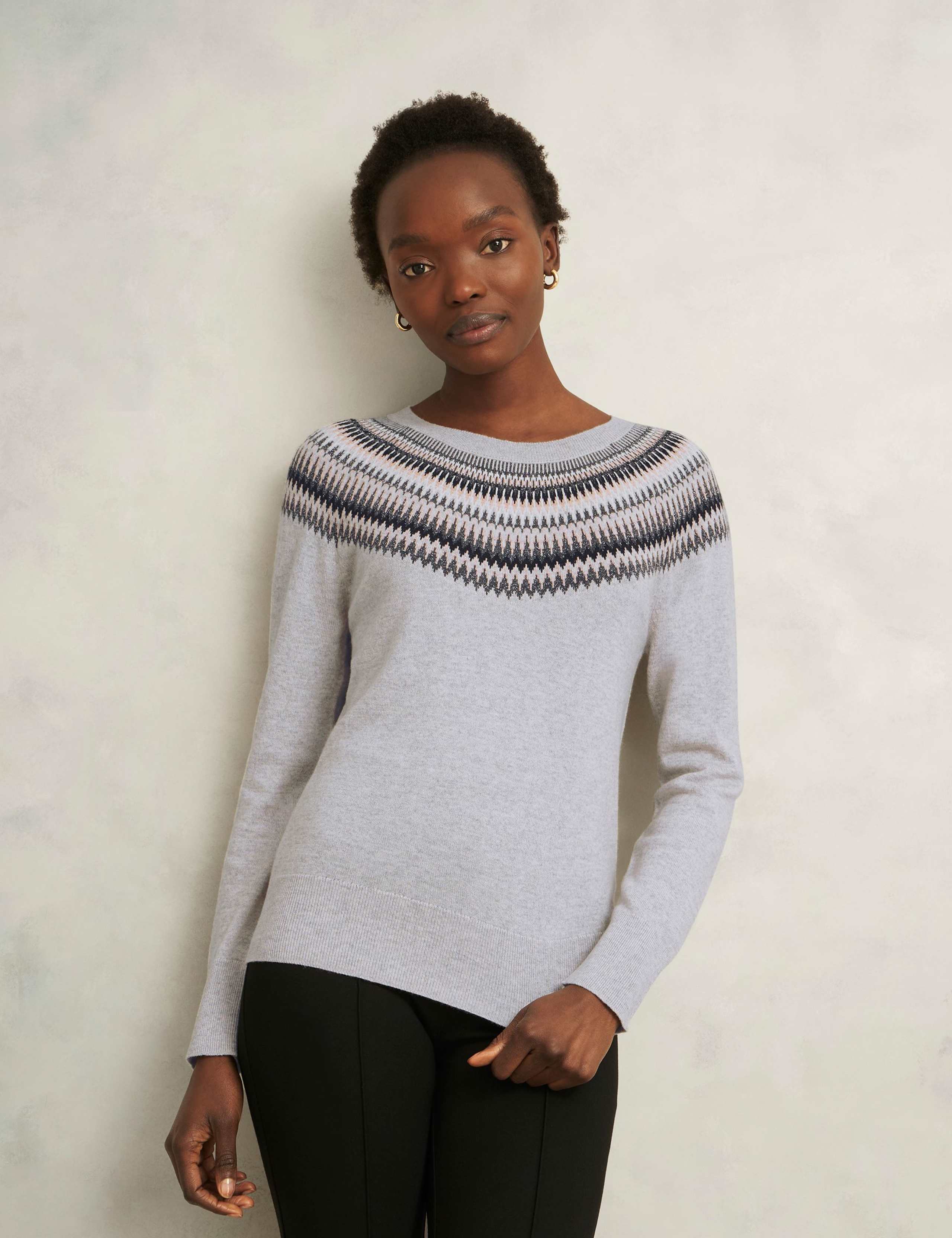 Merino Wool Blend Sparkly Slash Neck Jumper