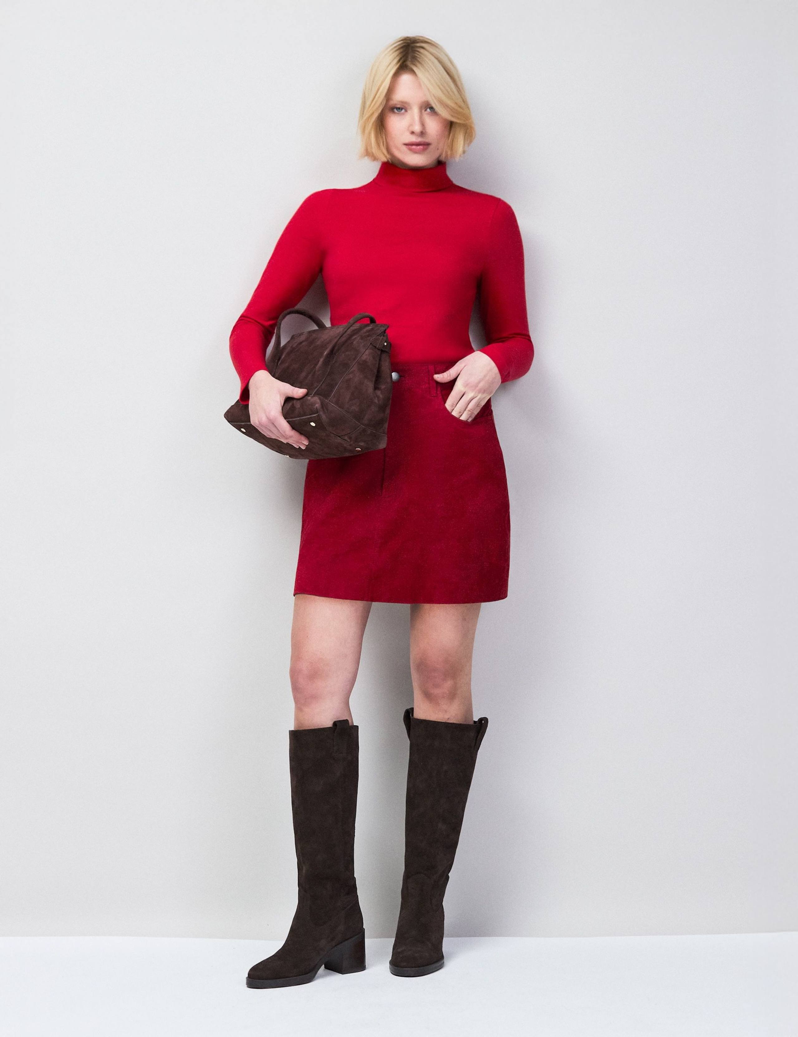 Suede Mini A-Line Skirt