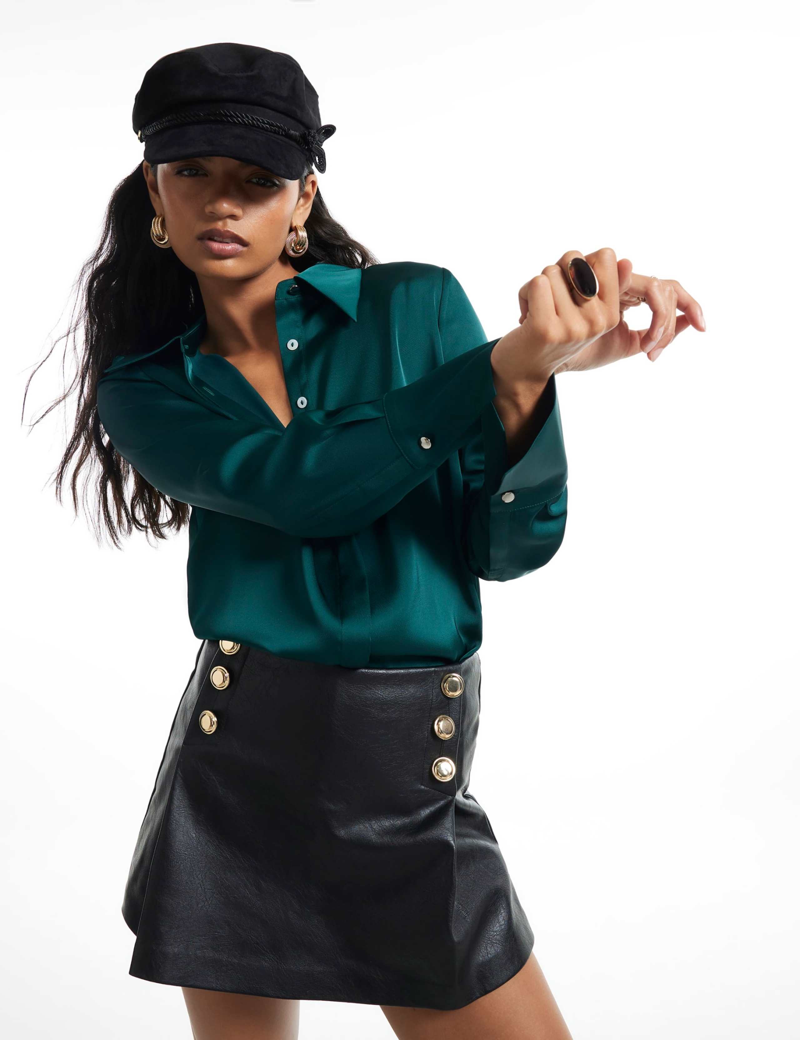 Satin Collared Fitted Shirt