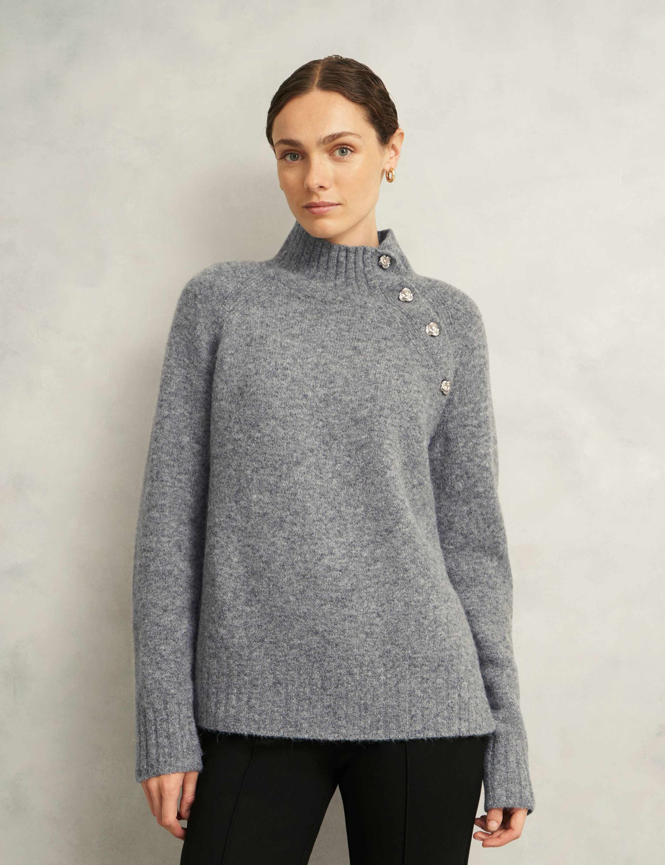 Funnel Neck Jumper With Wool