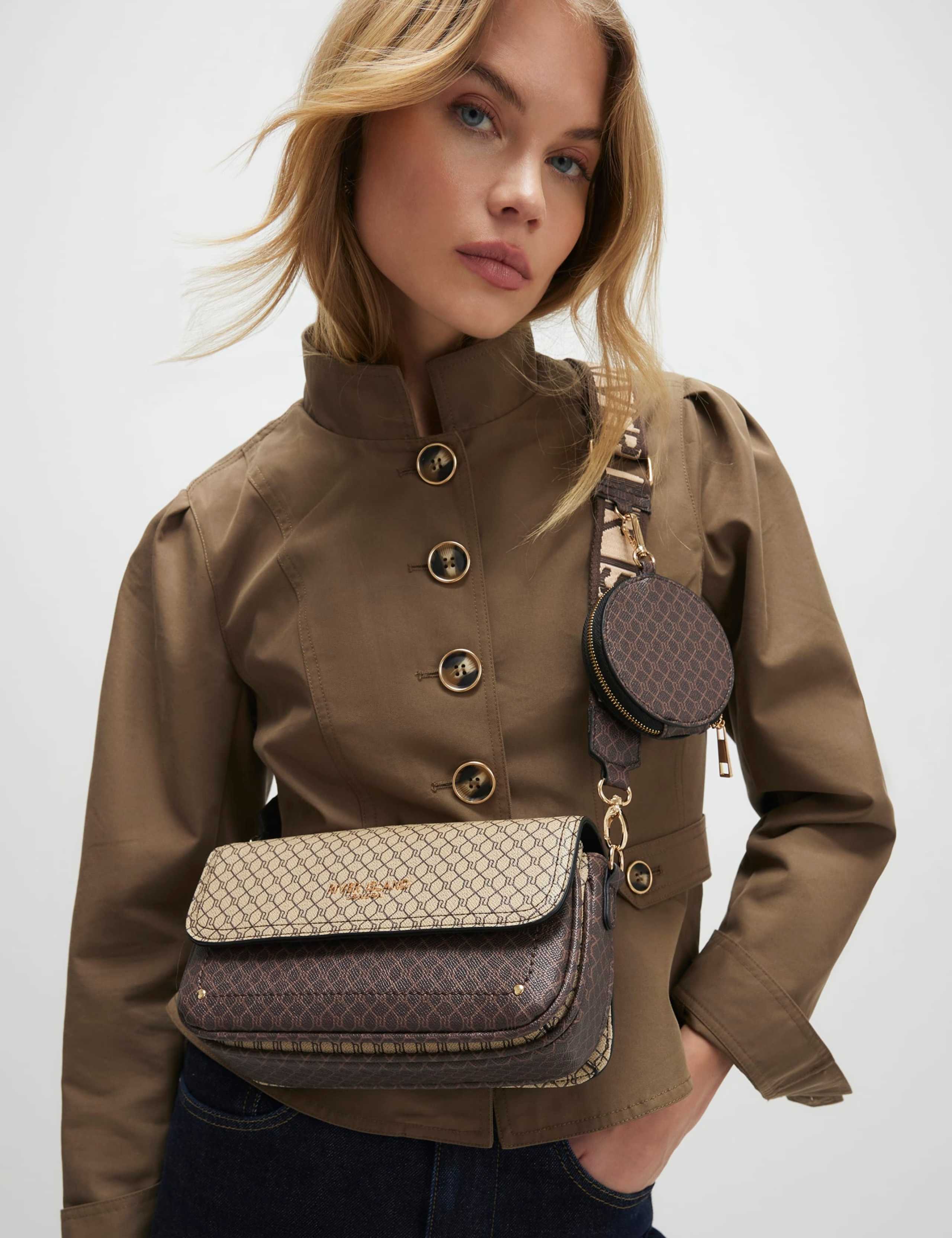 Monogram Print Cross Body Bag