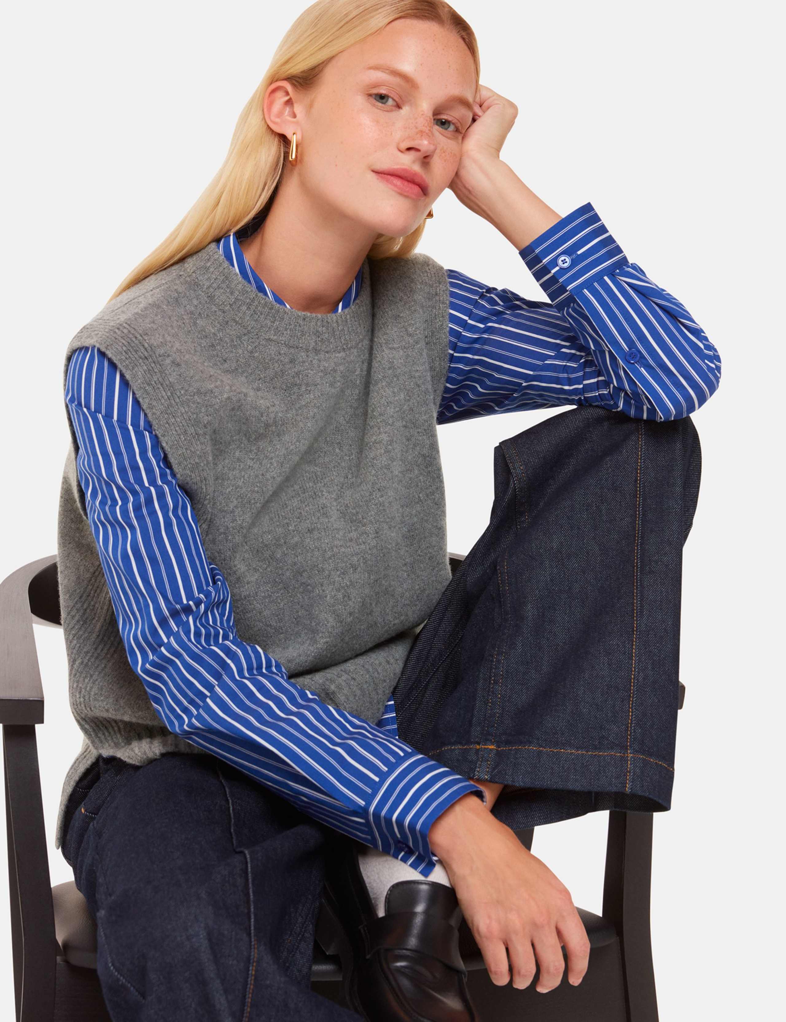 Pure Wool Split Hem Knitted Vest Top
