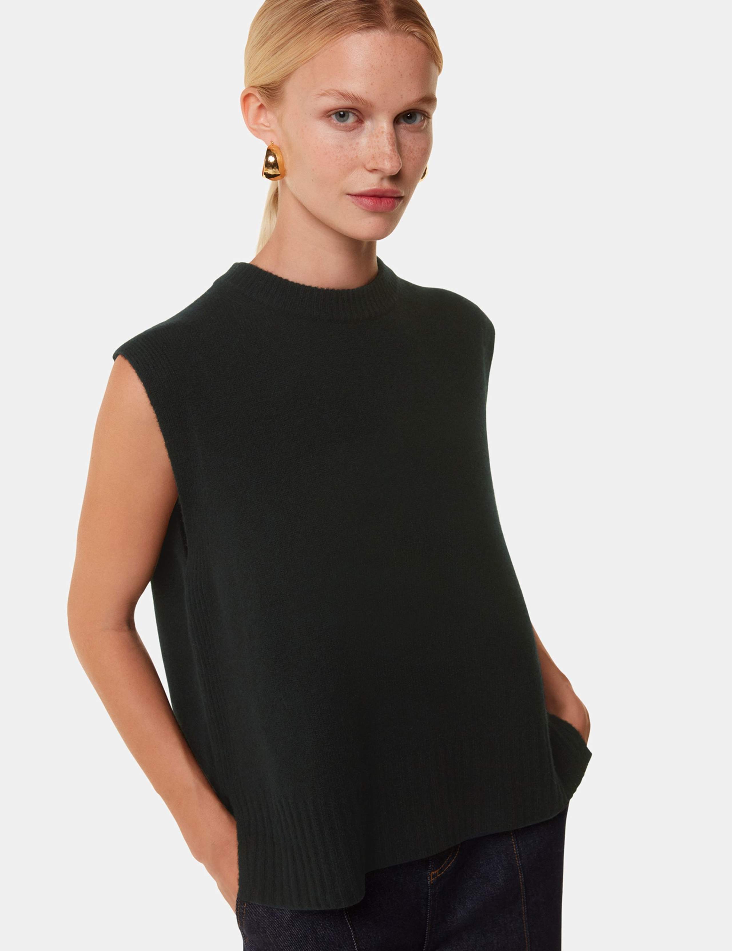 Pure Wool Split Hem Knitted Vest Top