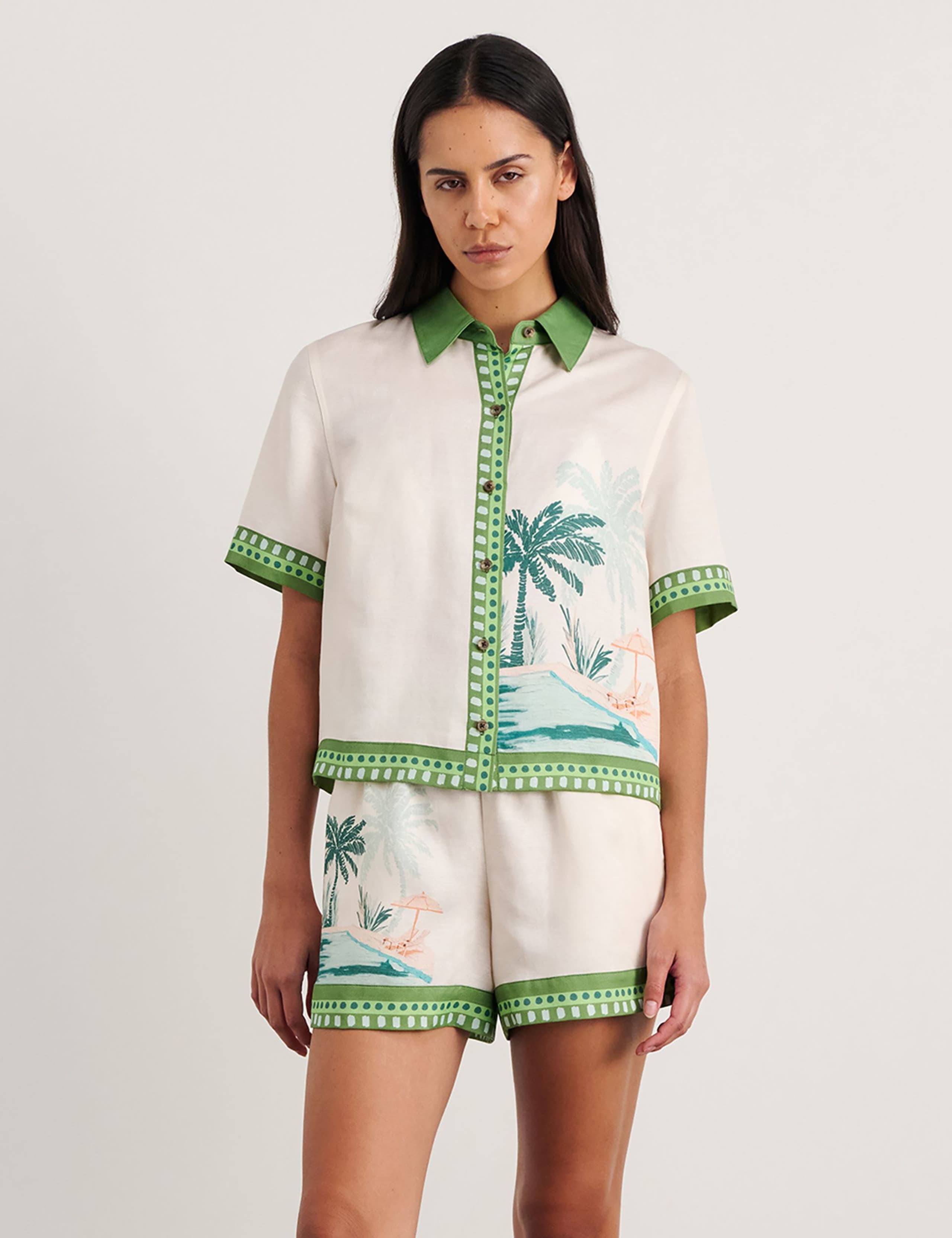 Lyocell Rich Printed Collared Shirt