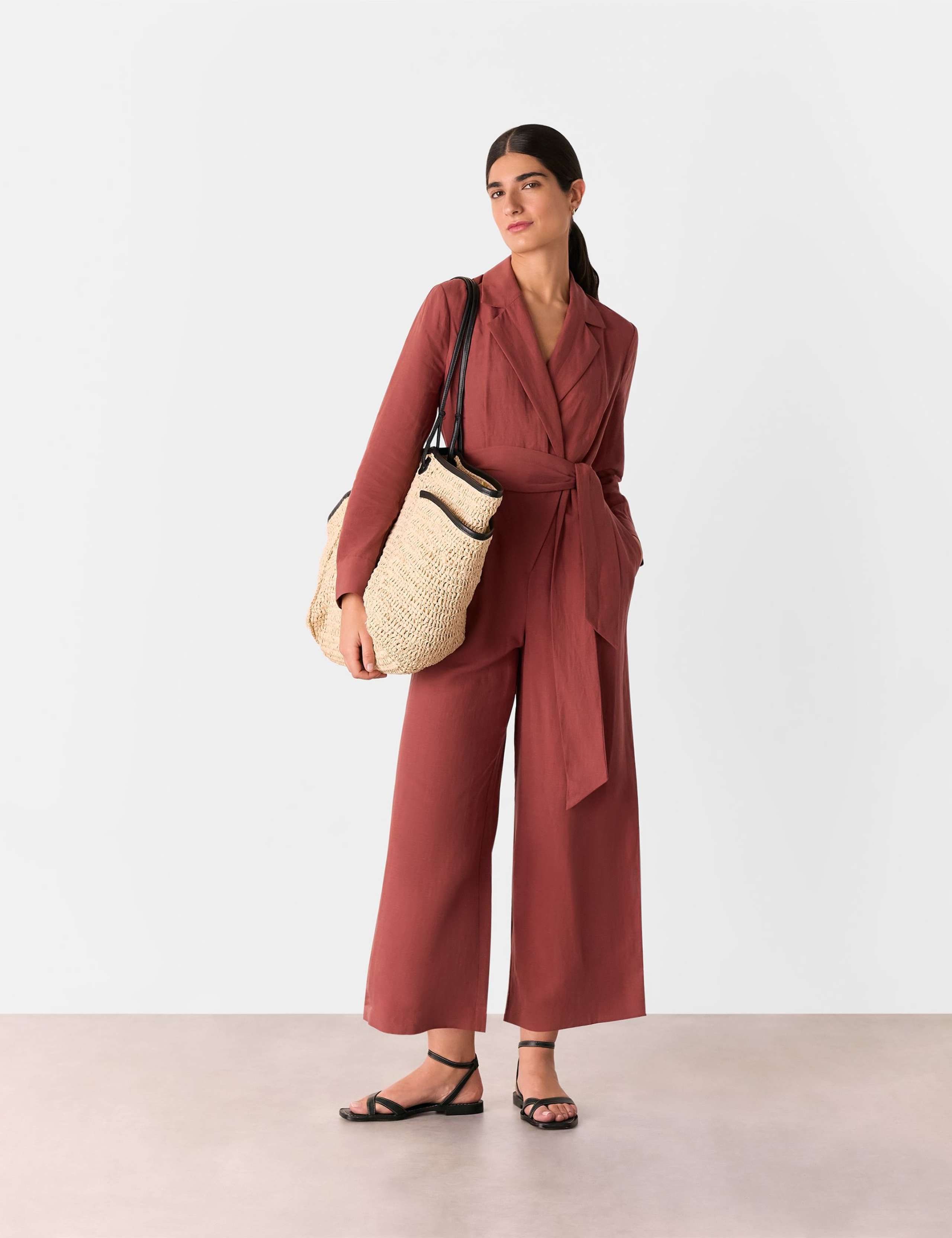 Lyocell Rich Tie Detail Jumpsuit