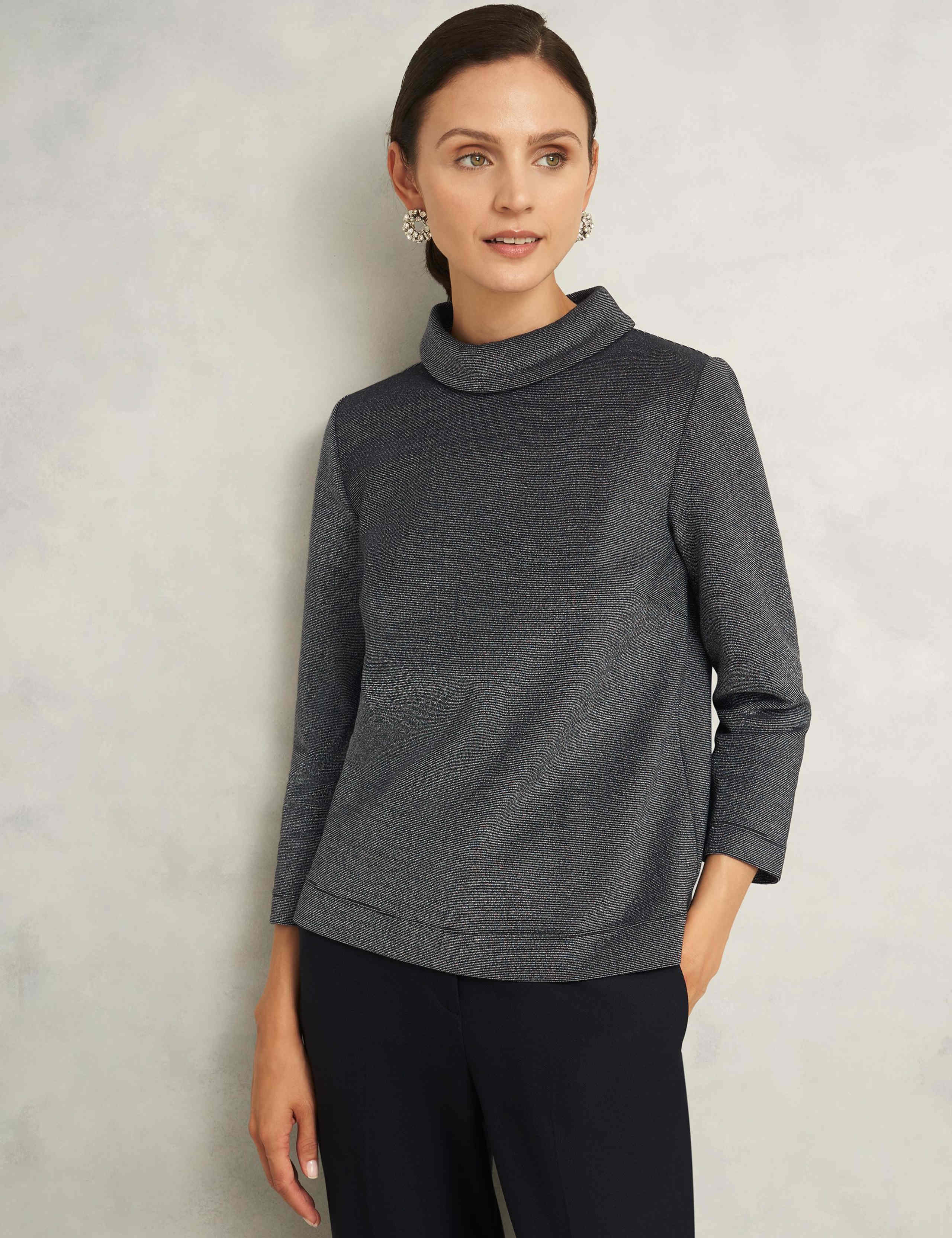 Cotton Rich Sparkly Roll Neck Top