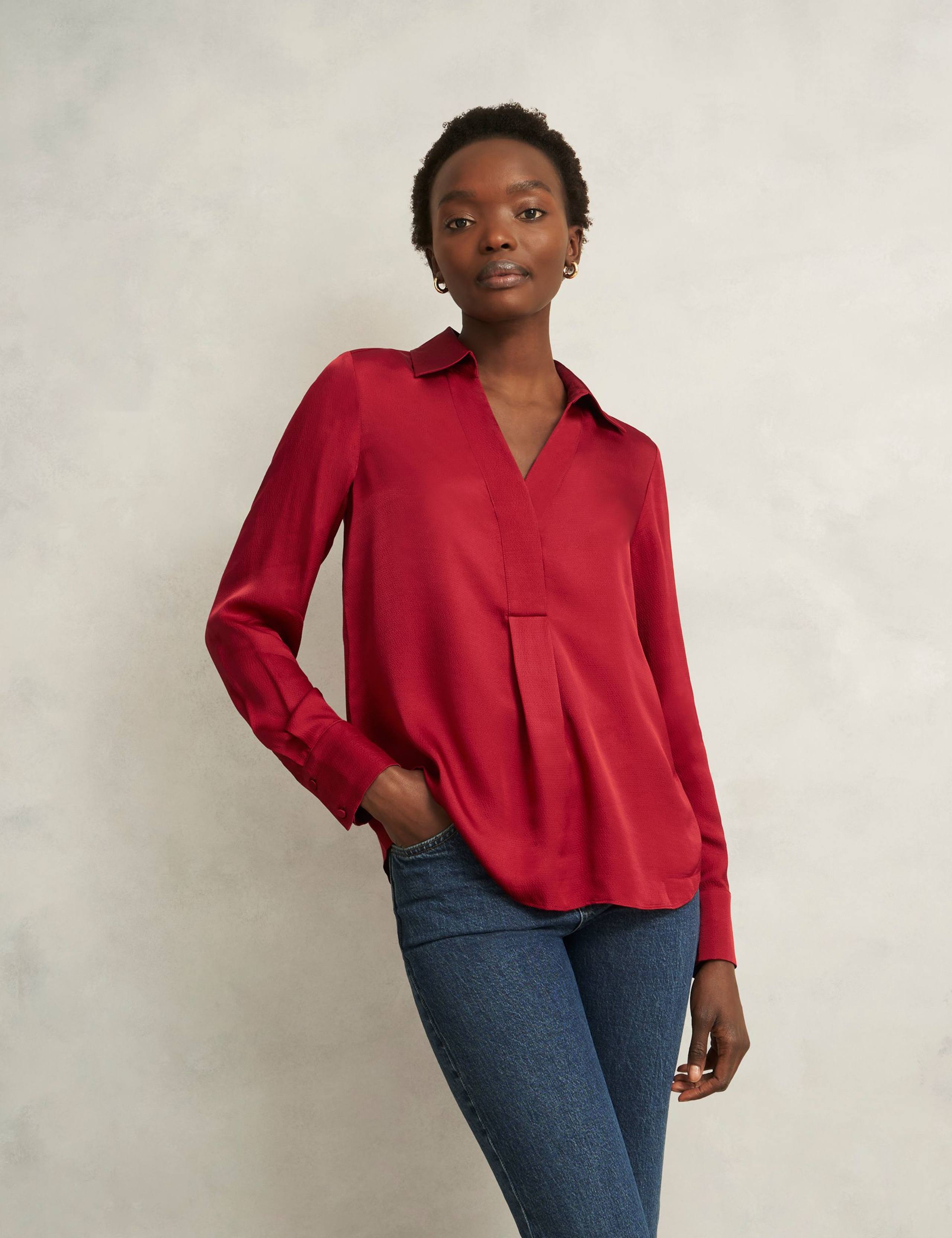 Satin Collared Relaxed Blouse