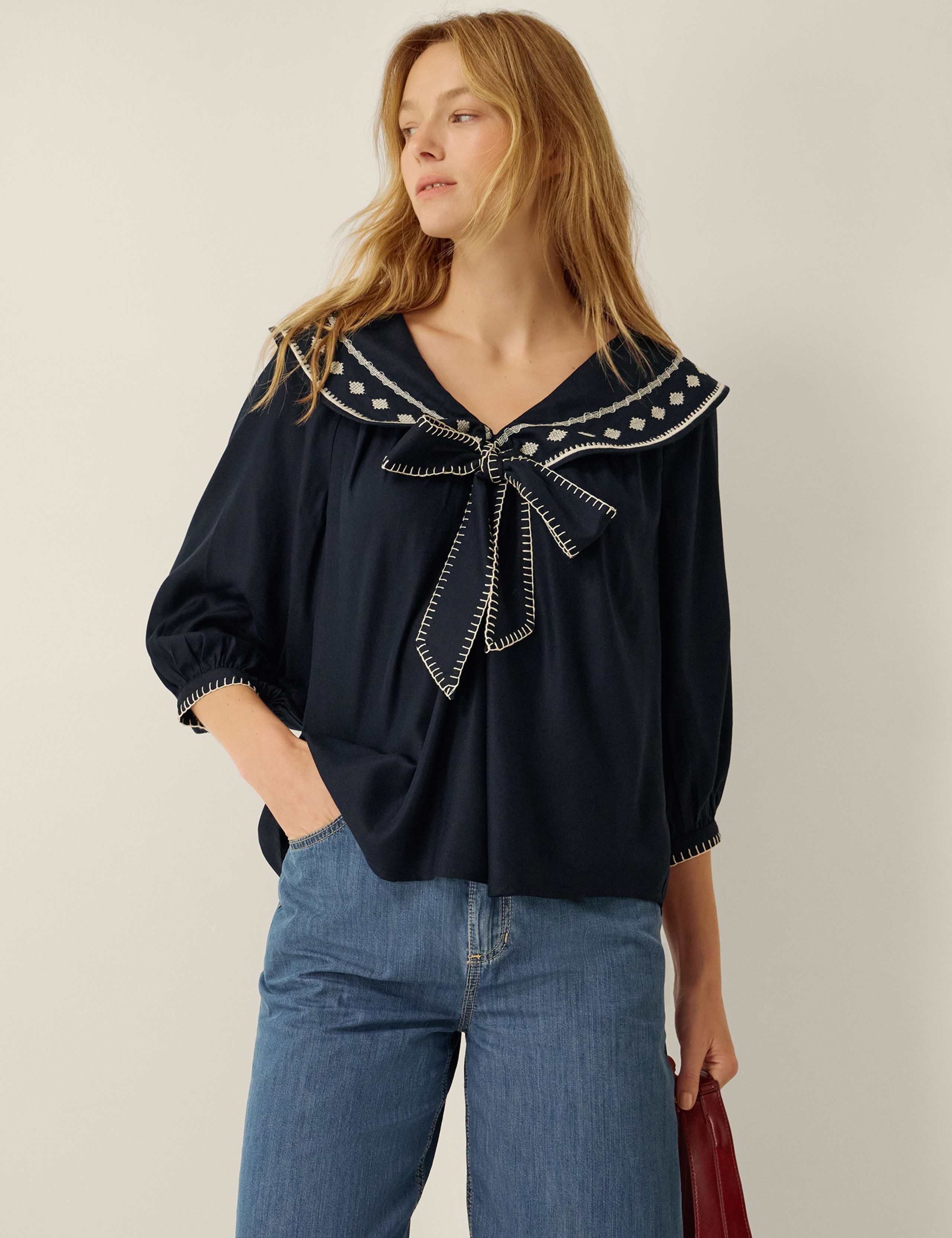 Embroidered Sailor Top
