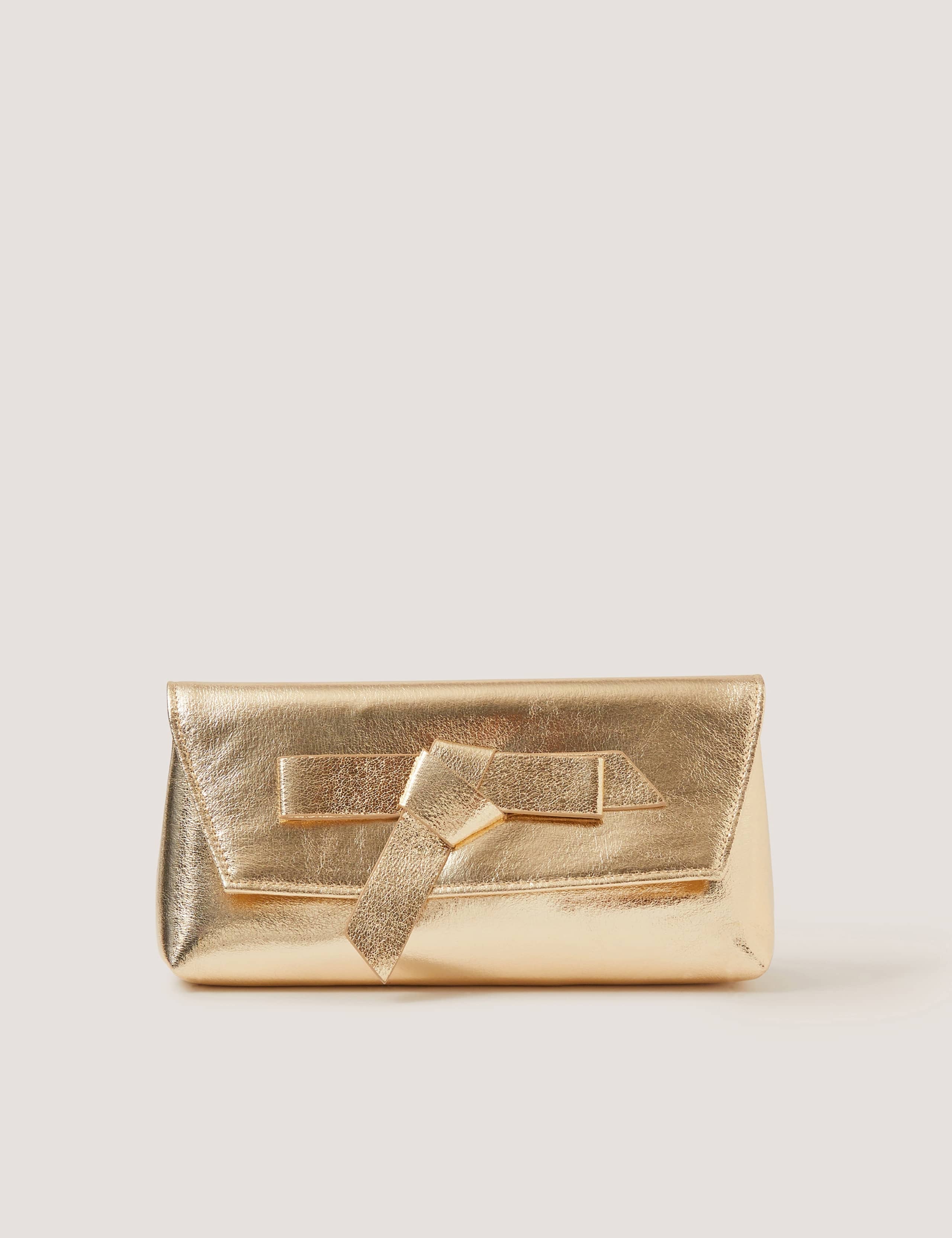 Metallic Bow Clutch Bag