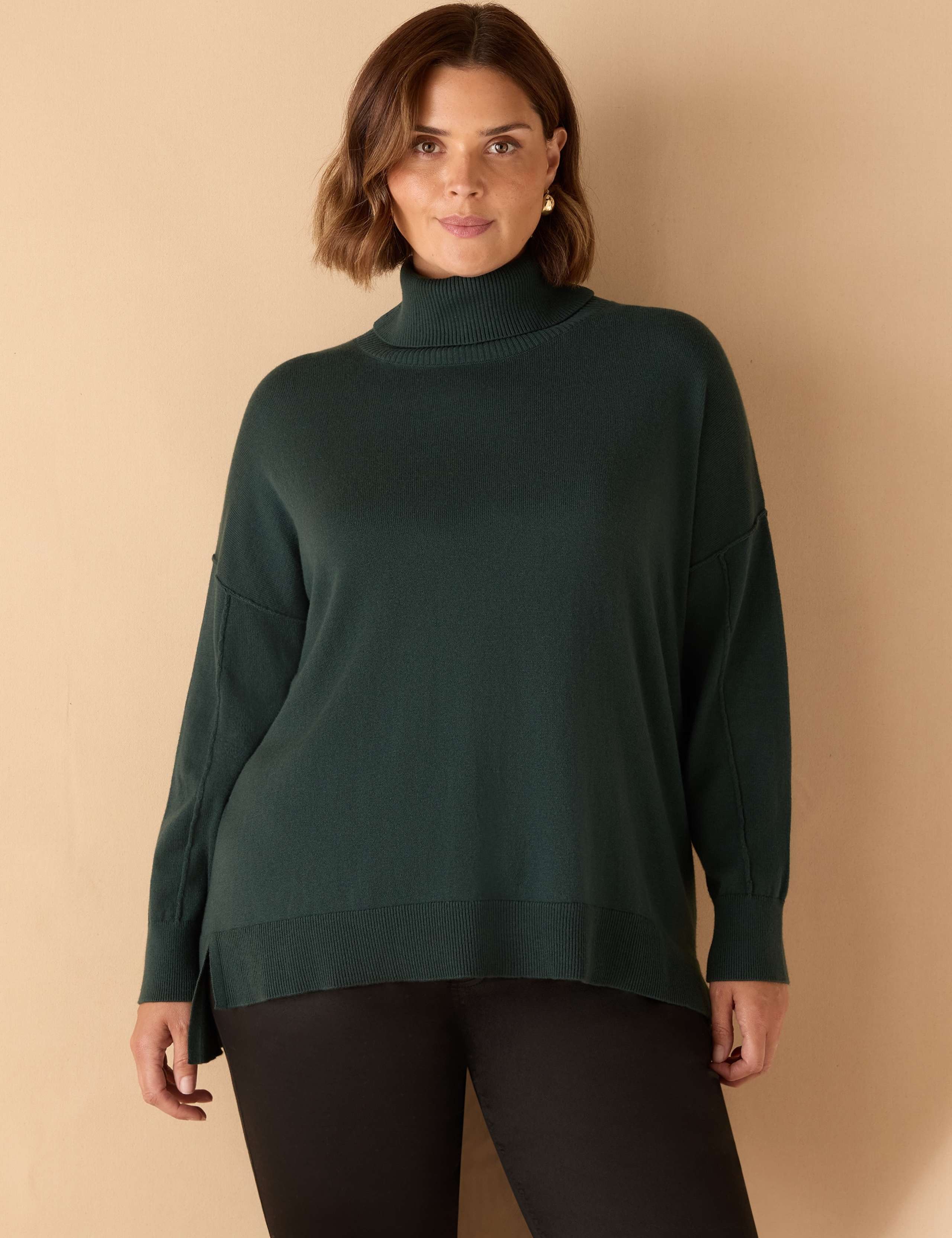 Roll Neck Jumper with Cashmere
