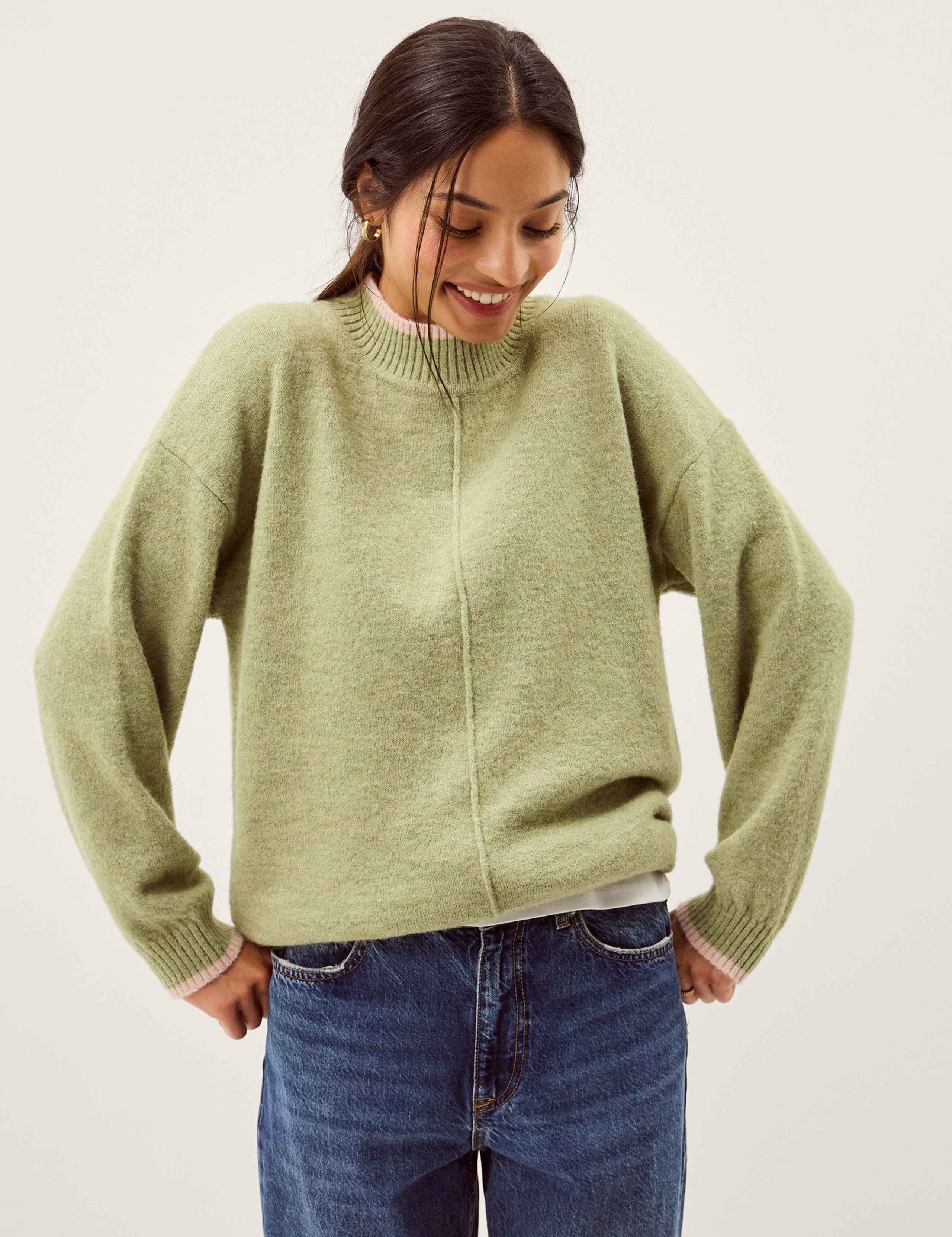 Tipped Textured Oversized Jumper