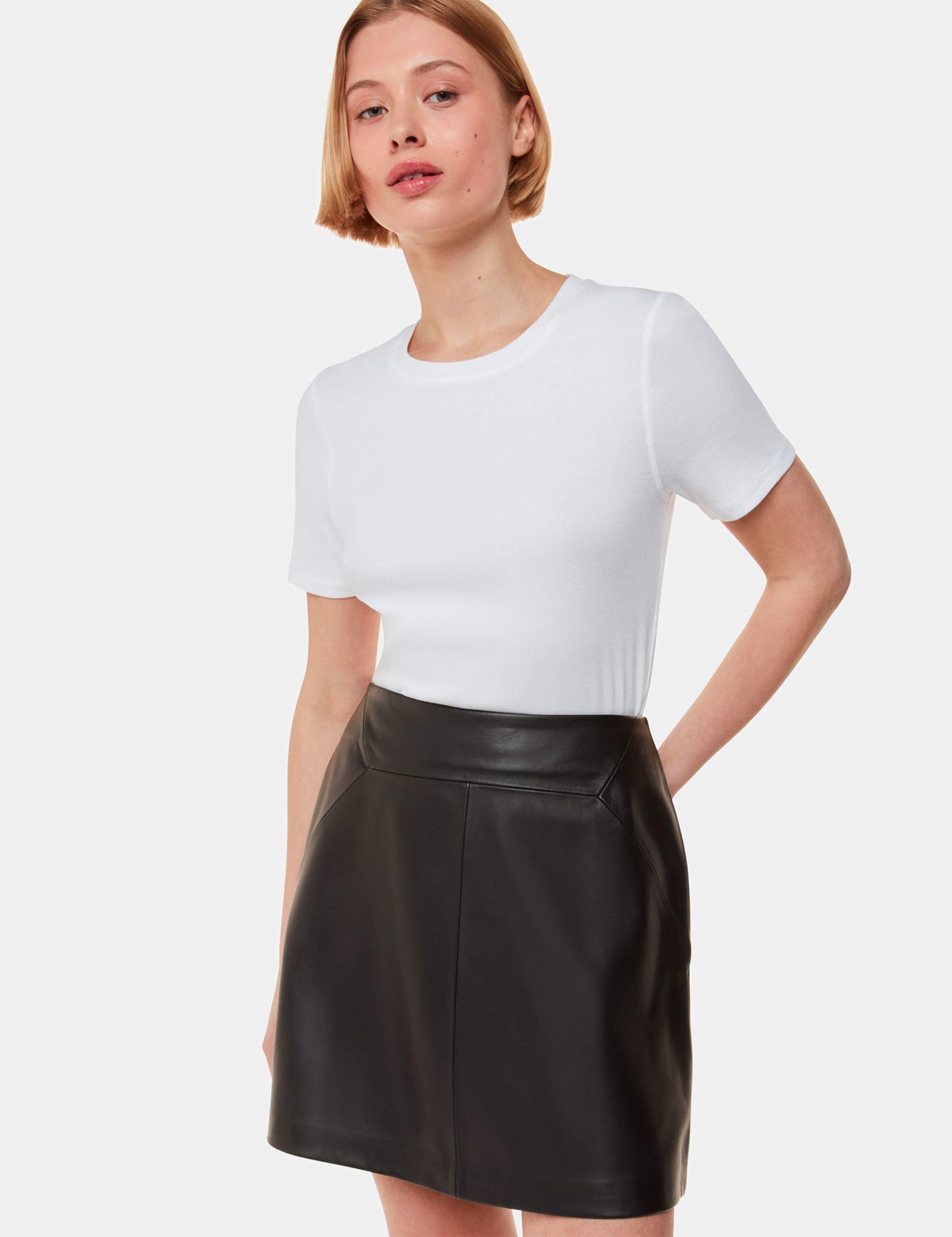 Leather Mini A-Line Skirt