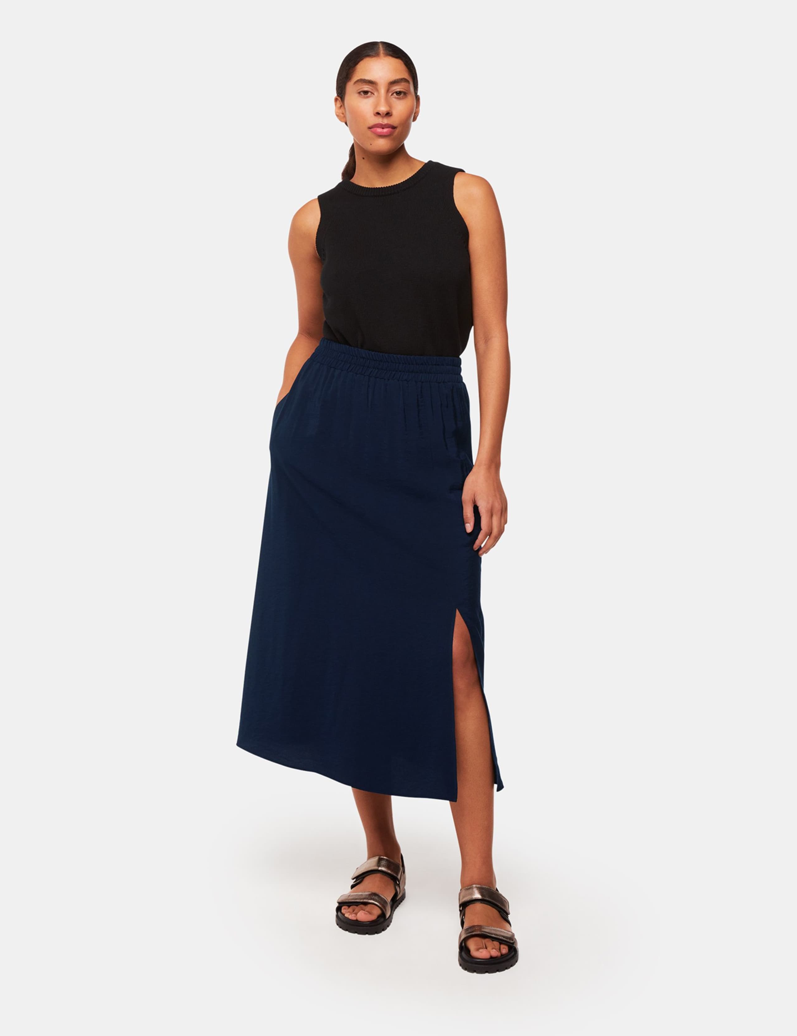 Side Split Midi A-Line Skirt