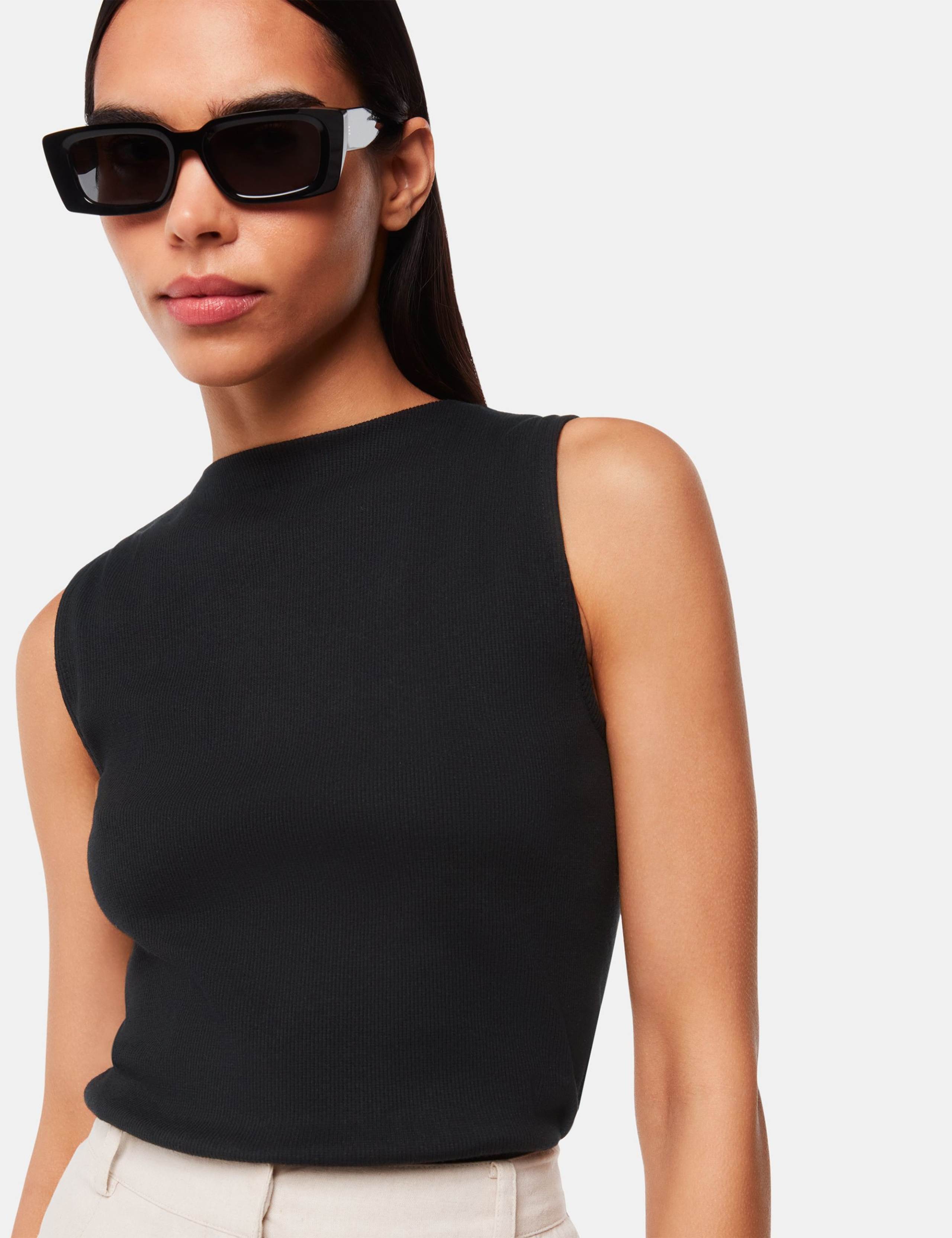Cotton Rich Ribbed High Neck T-Shirt