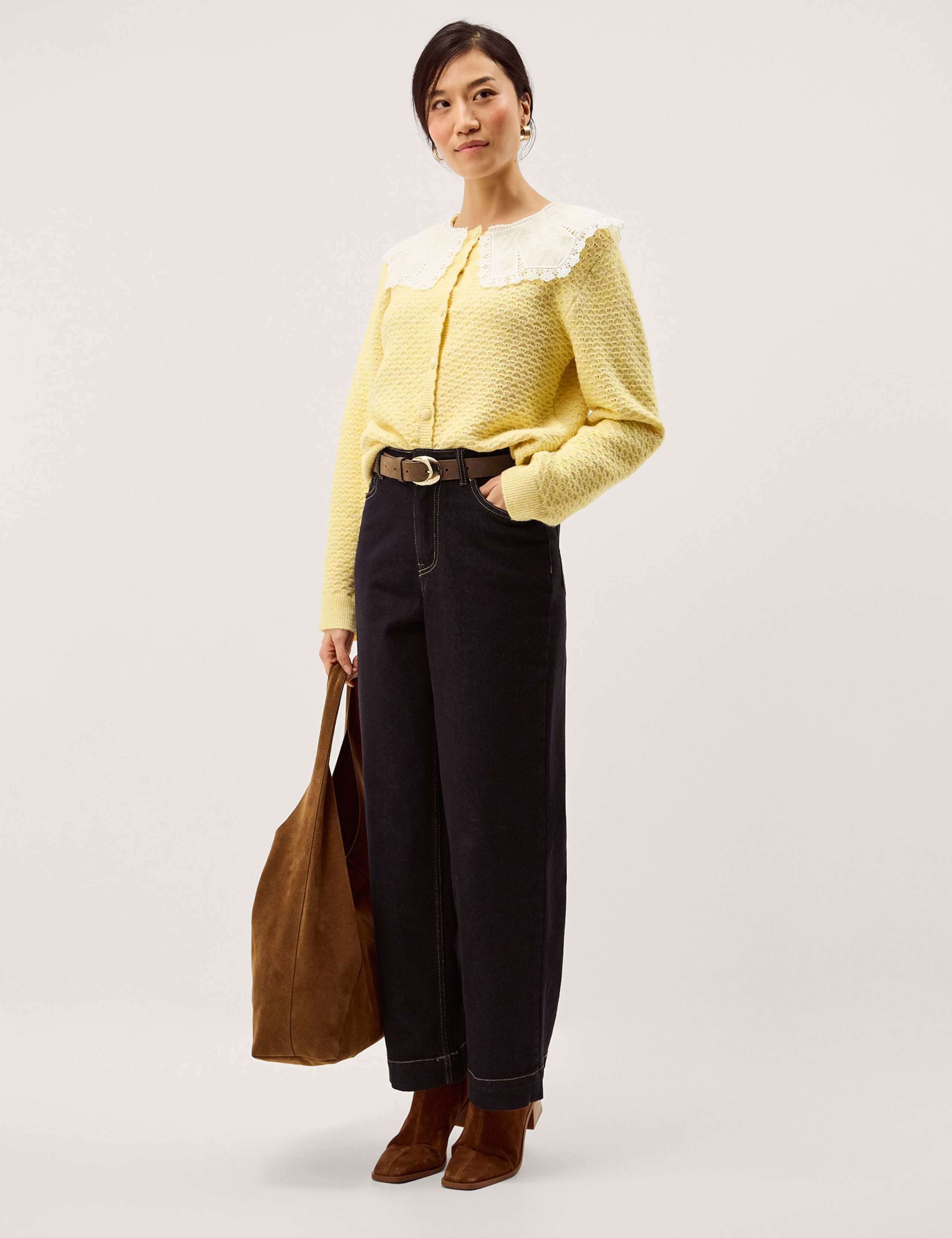 Collared Lace Detail Cardigan