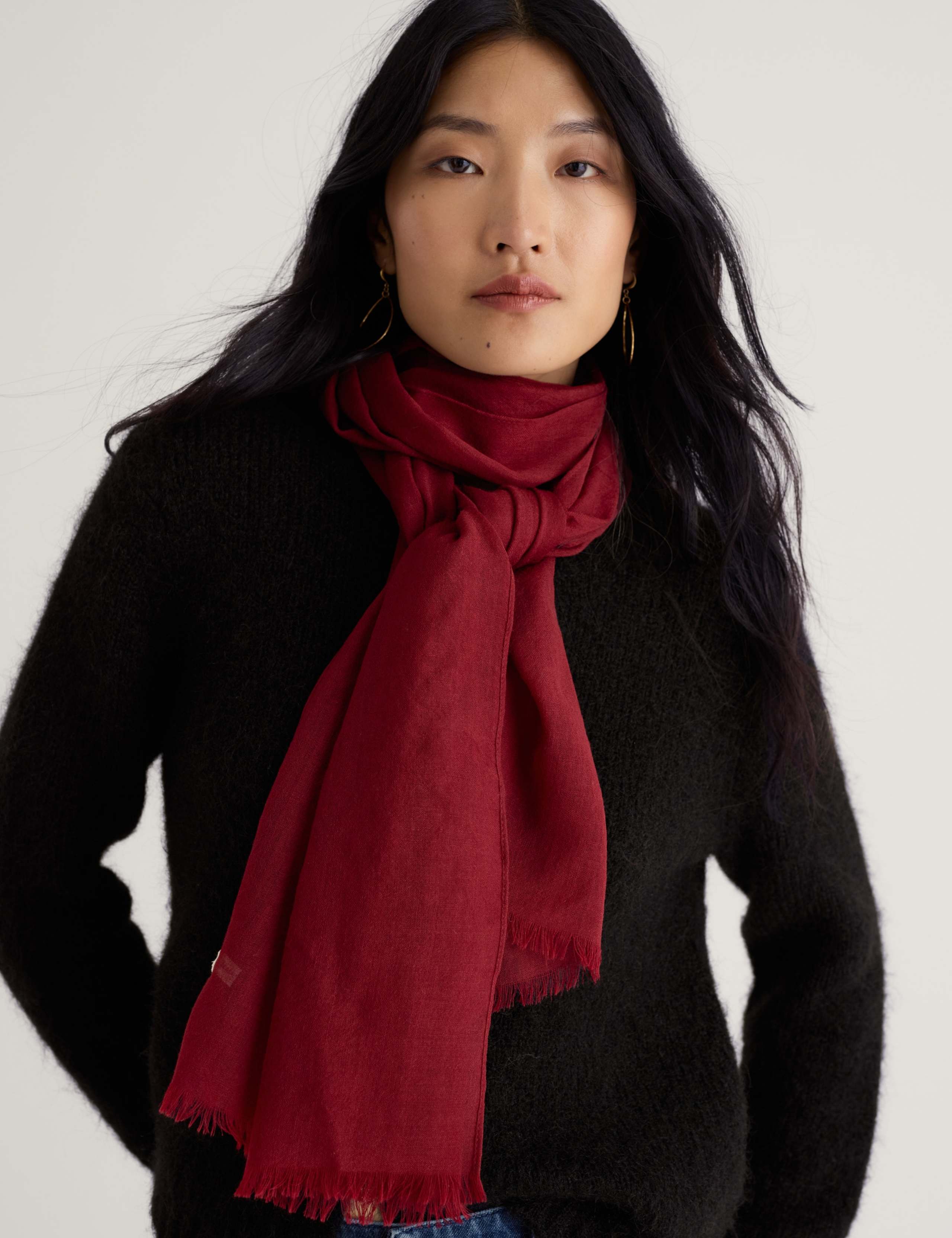 Pure Wool Fringed Scarf