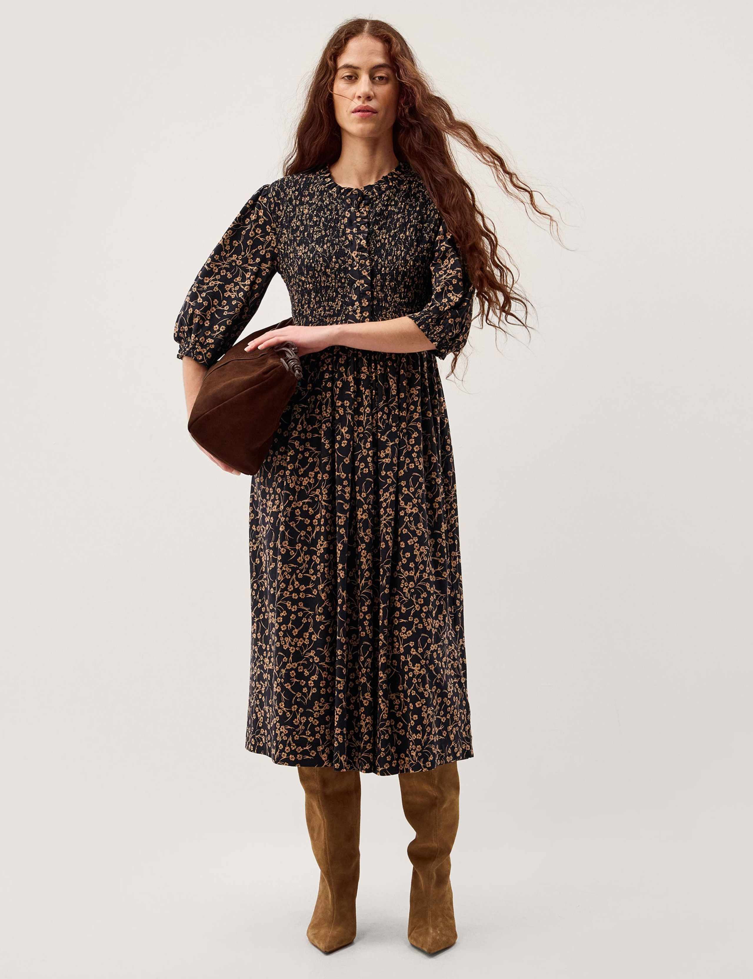 Jersey Floral Midi Skater Dress