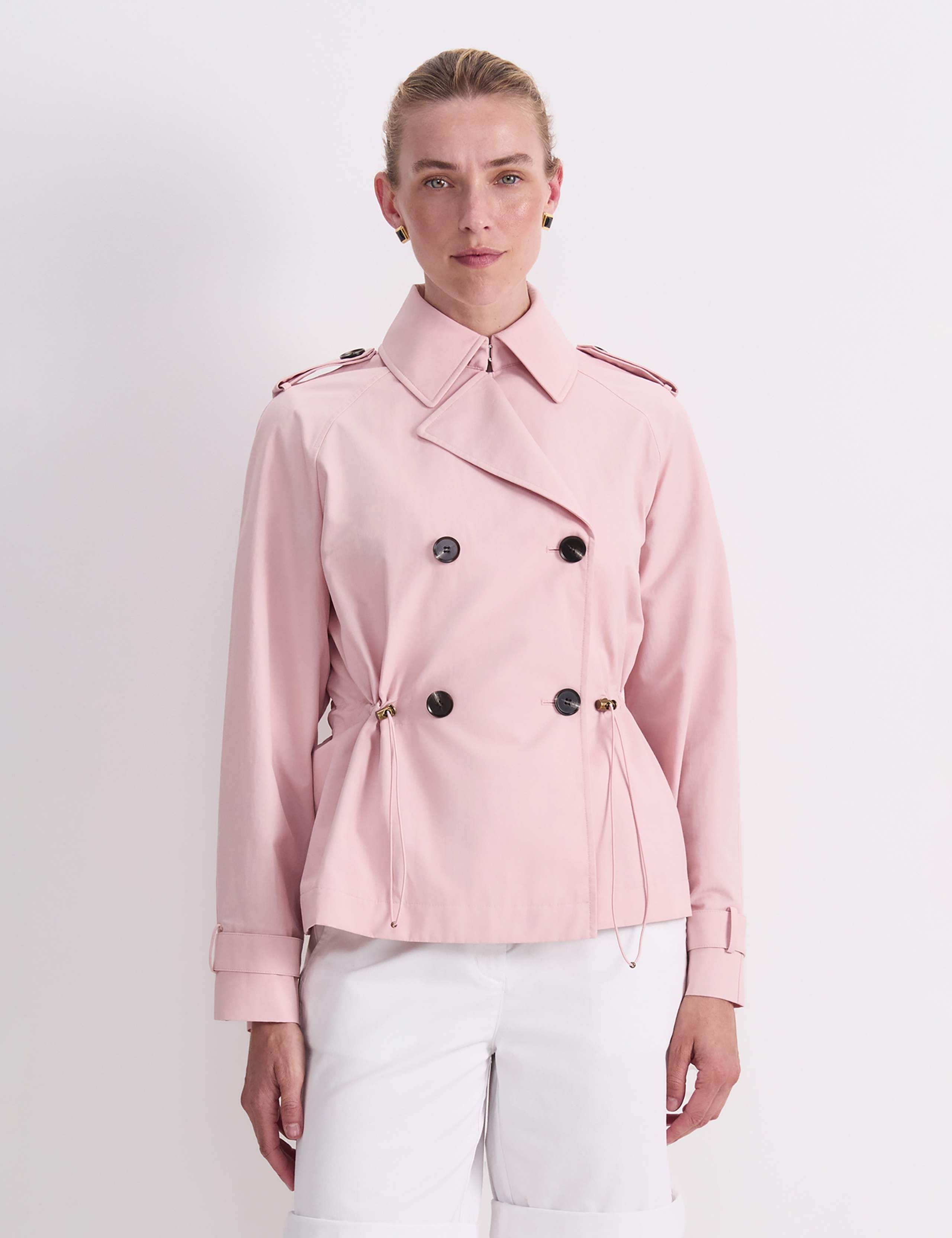 Cotton Rich Waisted Short Trench Coat